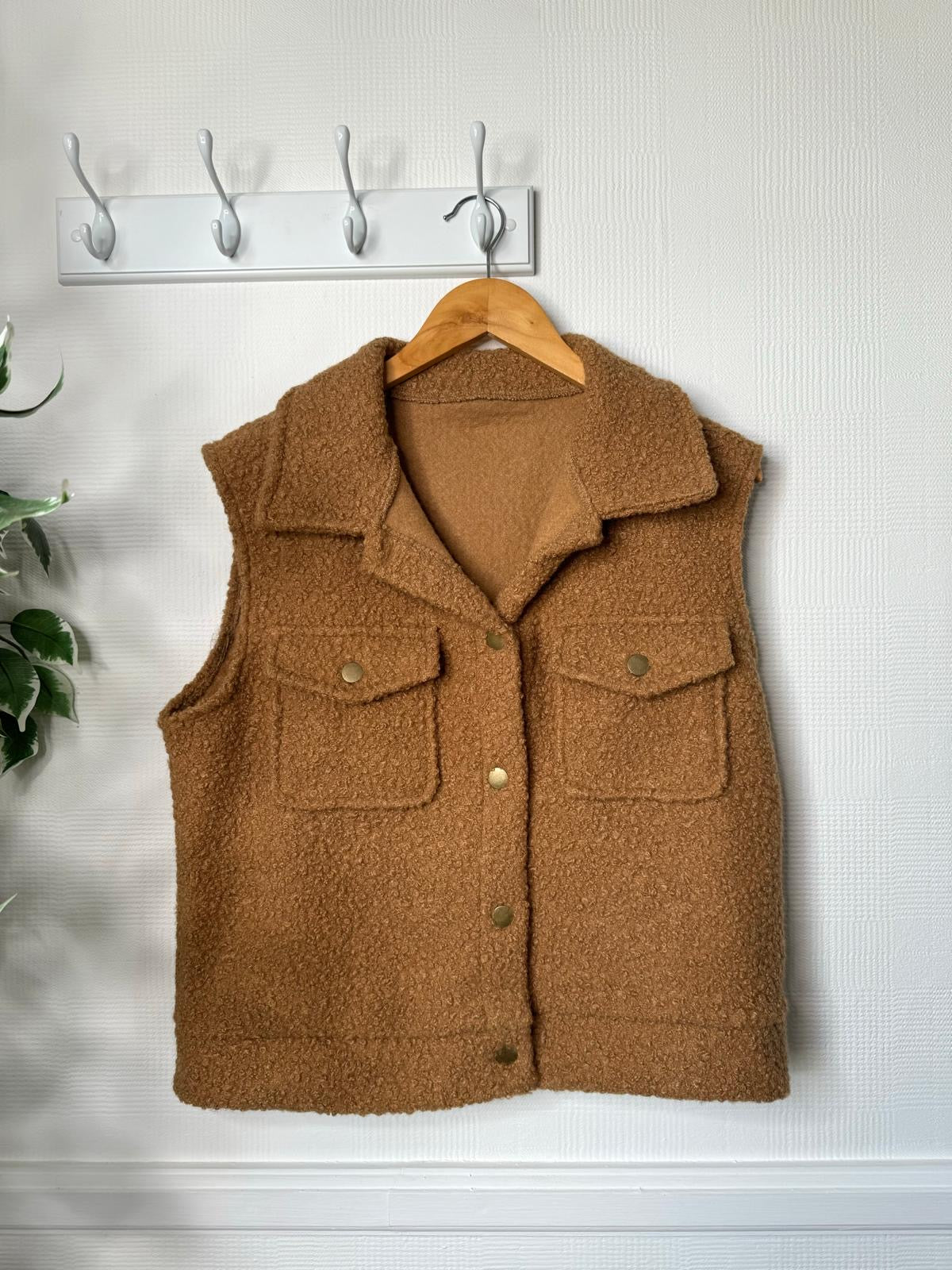 Terri Boucle Gold Button Trimmed Gilet - 4 Colours