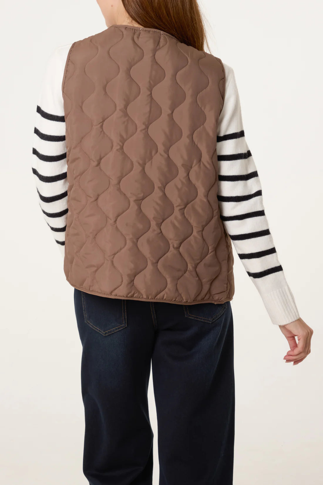Lydia Lightweight Quilted Gilet - Mocha Taupe Or Stone Beige
