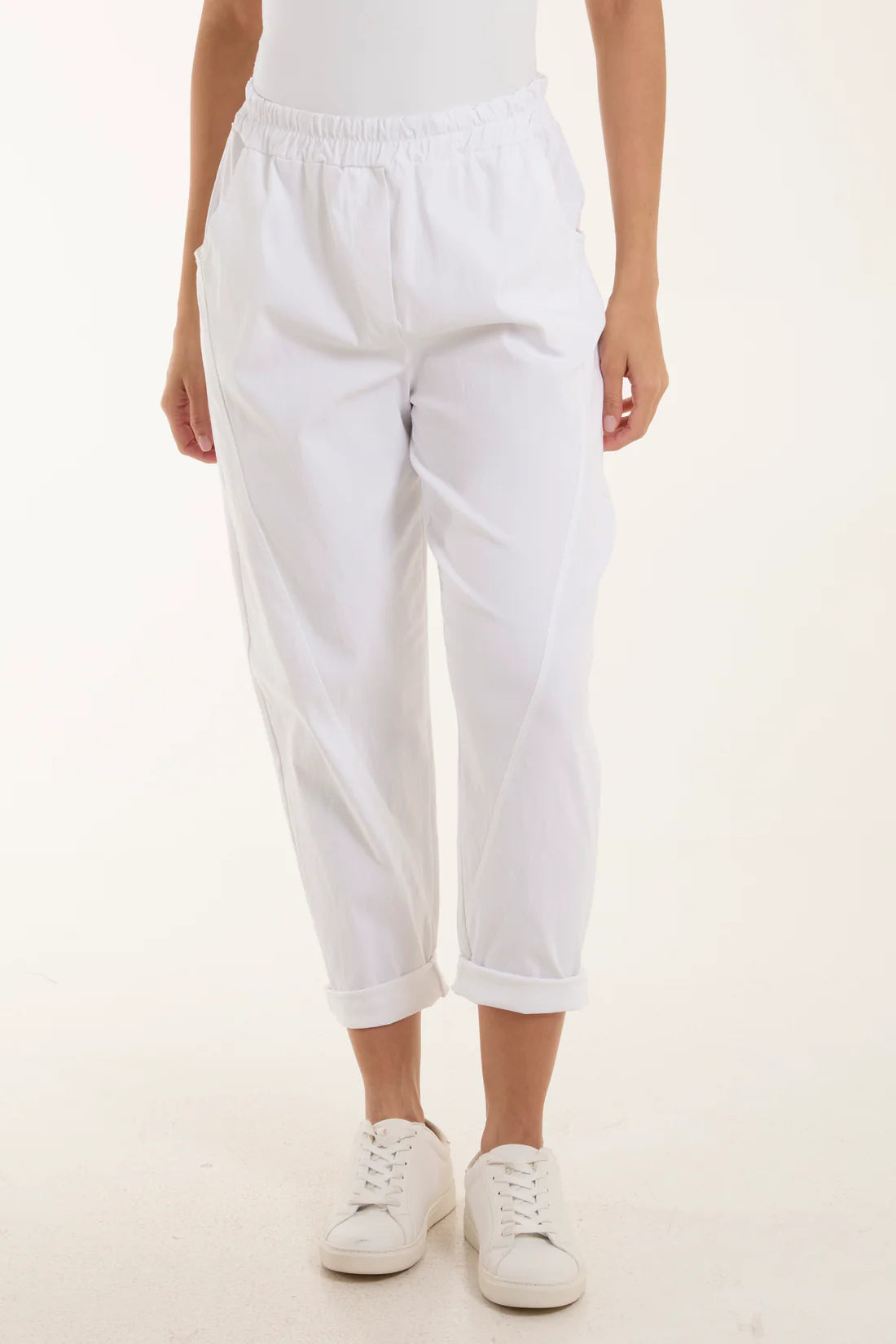Lara Relaxed Fit Pull On Cocoon Trousers - Black, Beige, Denim, Grey Or Stone