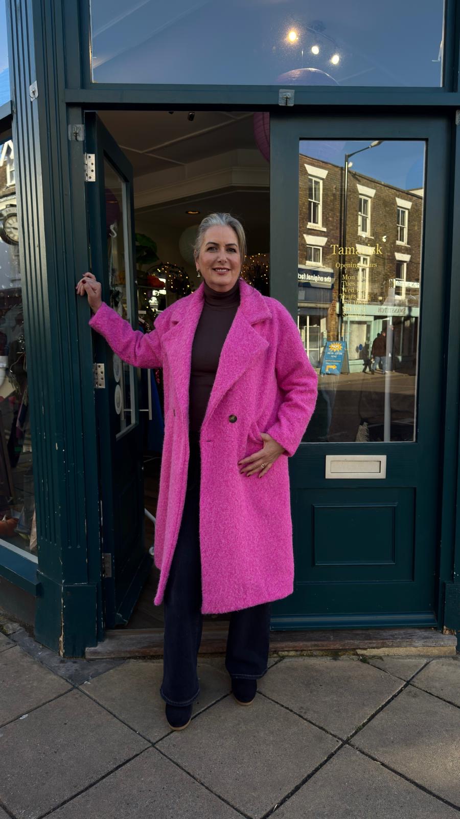 Charlotte Hot Pink Boucle Coat