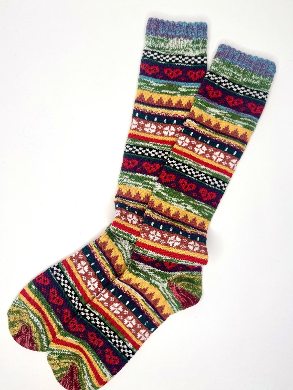 Nordic Fairisle Style Long Boot Welly Socks