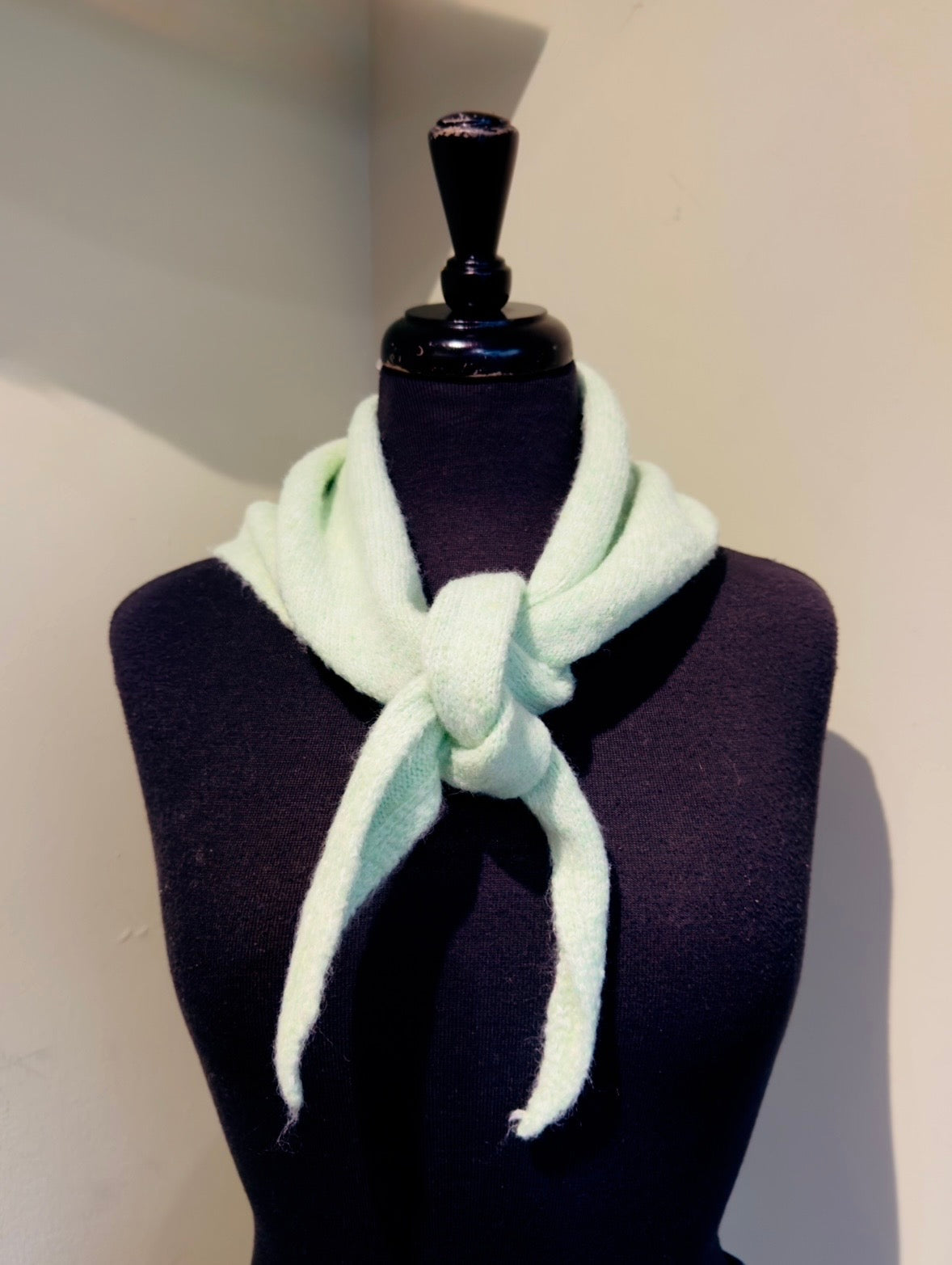 light green wool blend triangle scarf