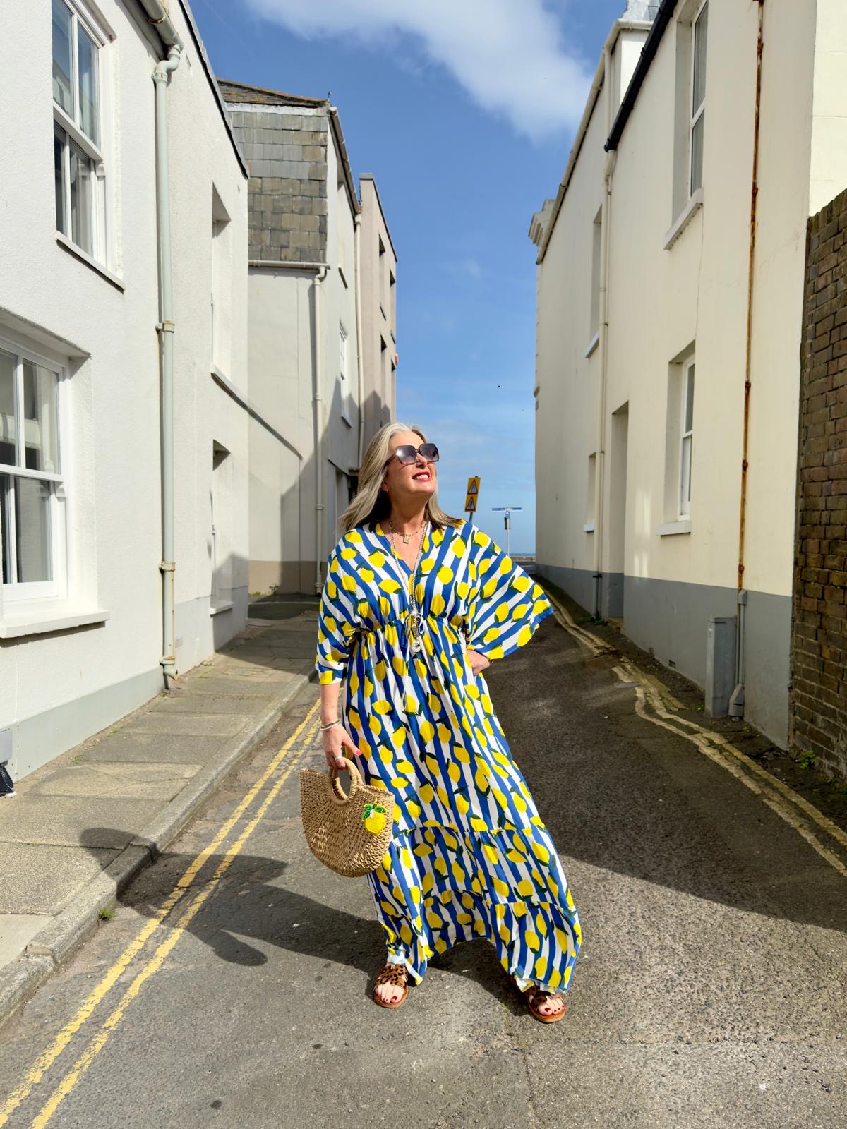 Zesty Lemon Cotton Maxi Dress