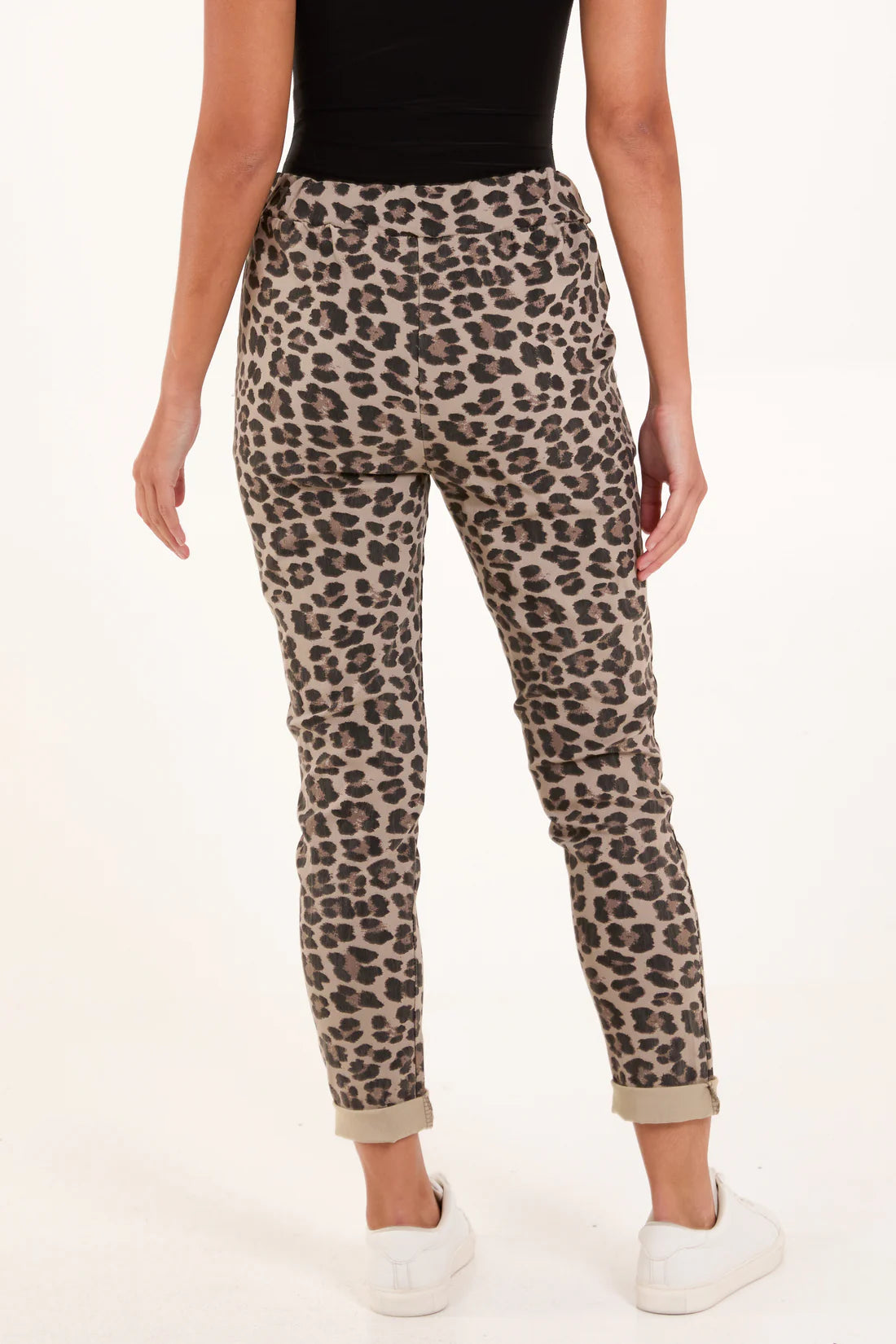 Leopard Print Magic Trousers - mocha 