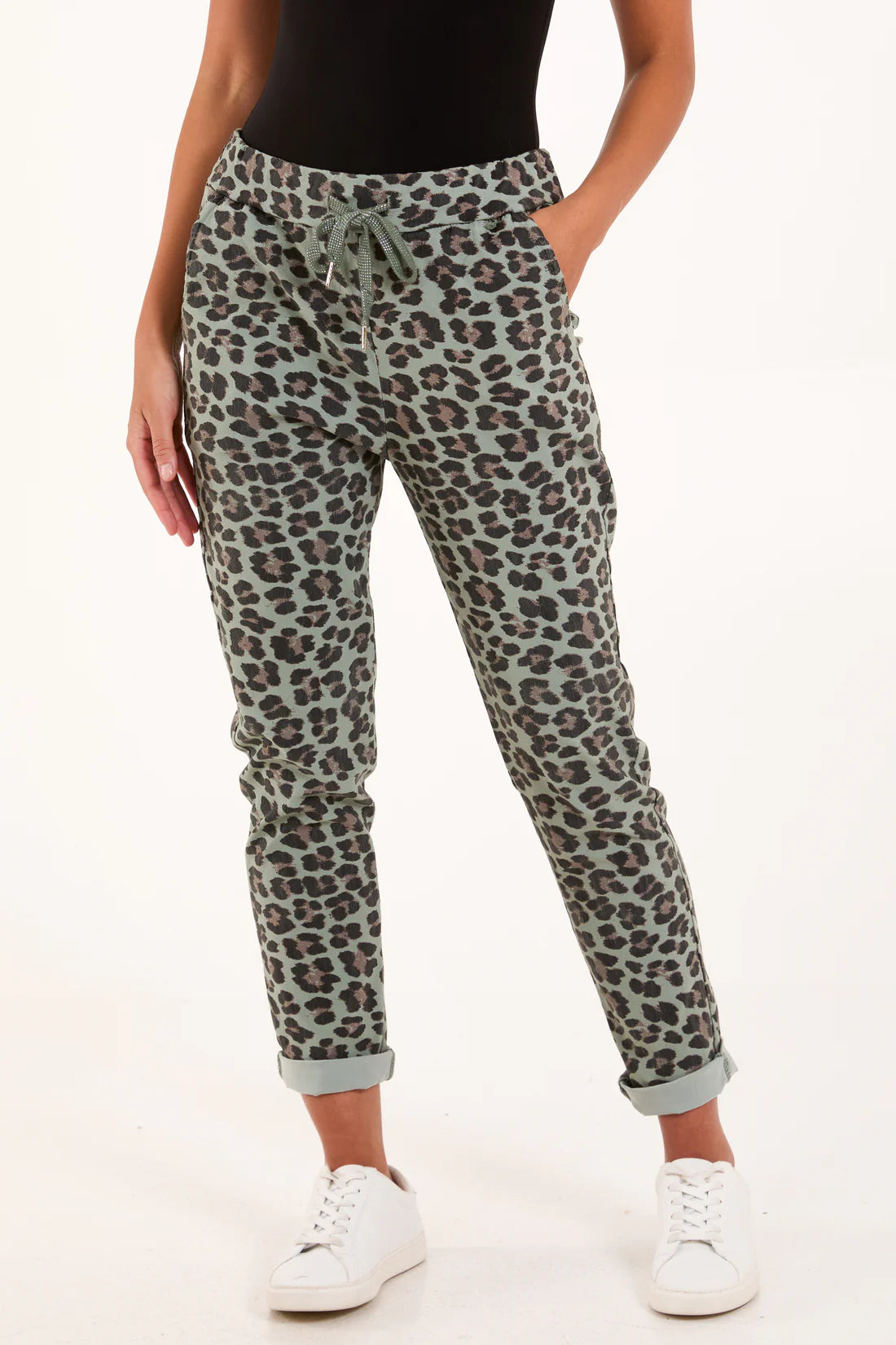 Brandi Leopard Print Magic Trousers - Mocha, Khaki Or Denim