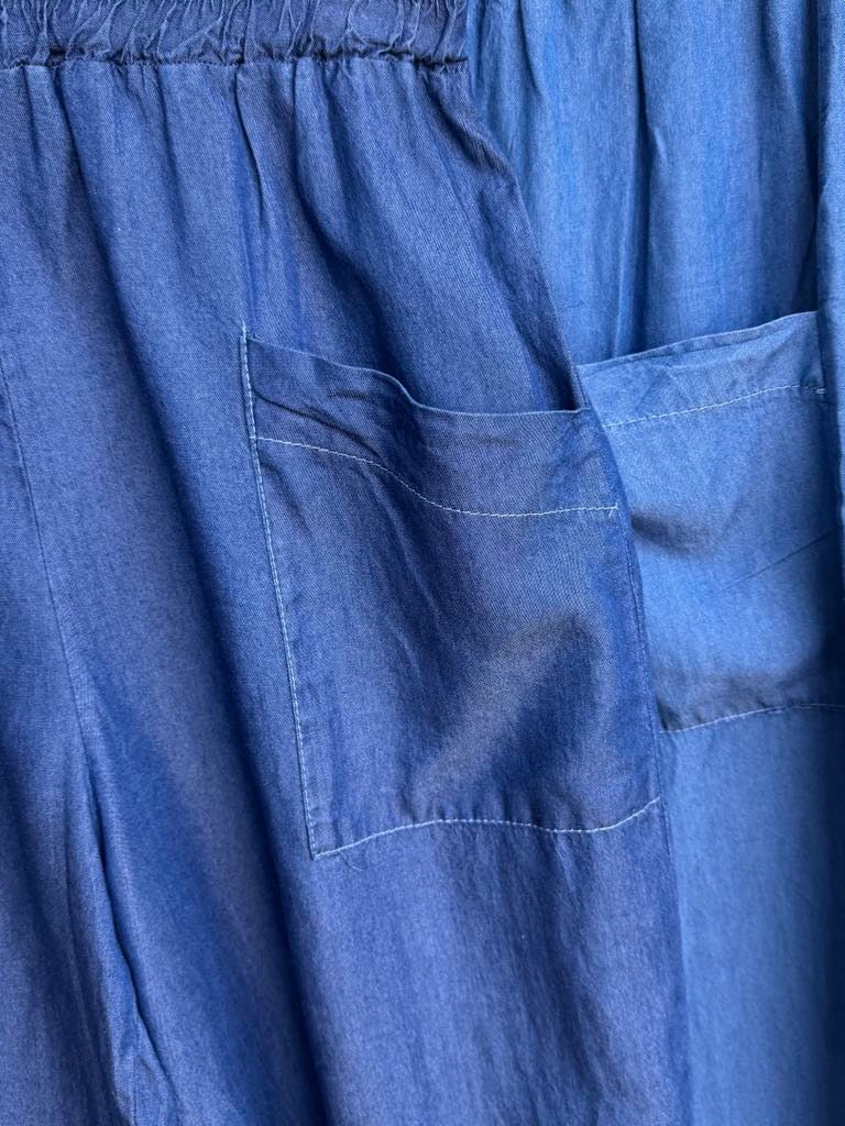 Simmie Cocoon Pants - Medium Or Dark Denim Wash Tencel