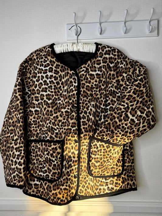 Harriet Leopard Print Quilted Padded Boxy Jacket