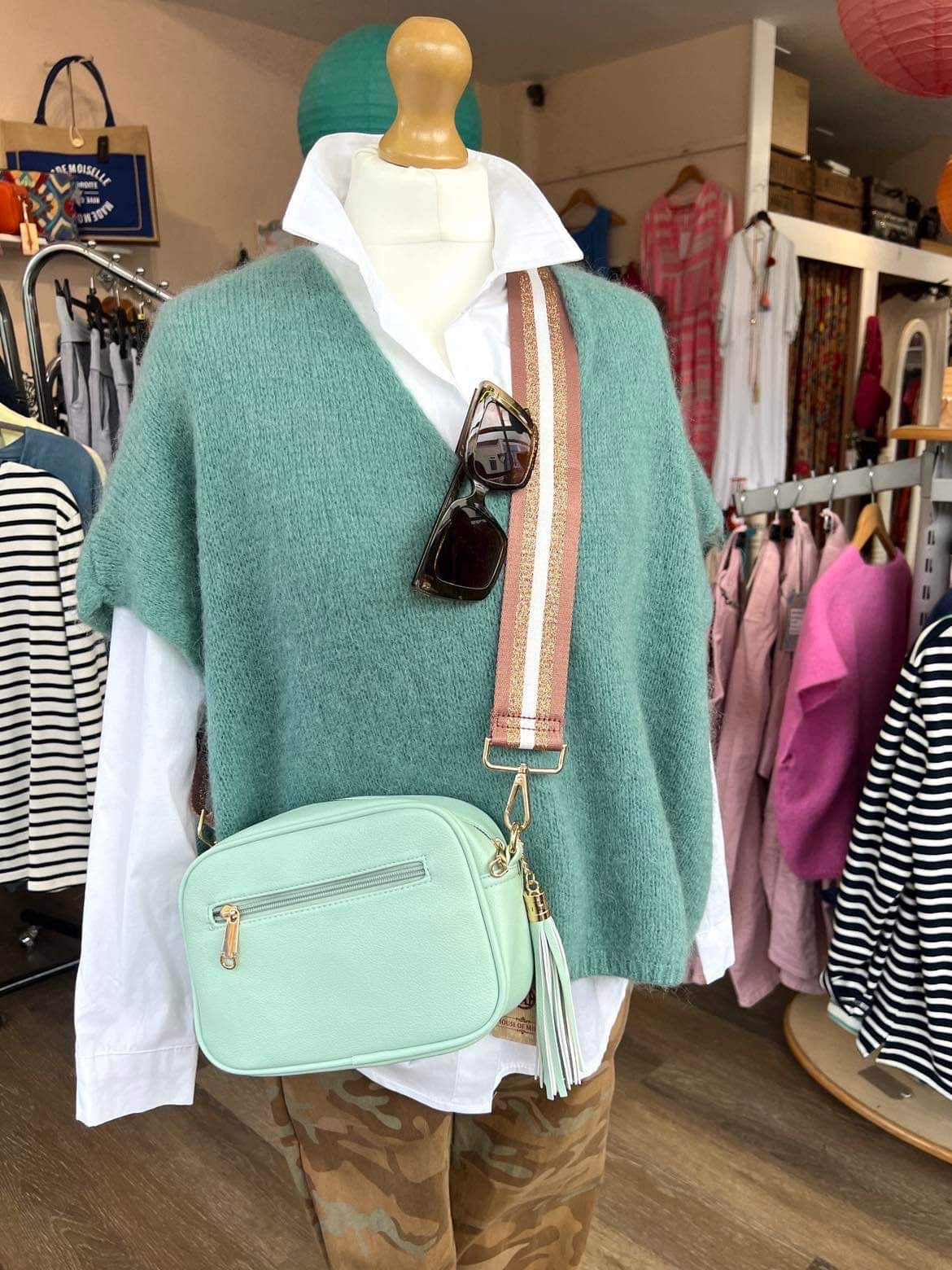 Eleanor Mohair Mix Slouchy Tank Top - Soft Sea Green