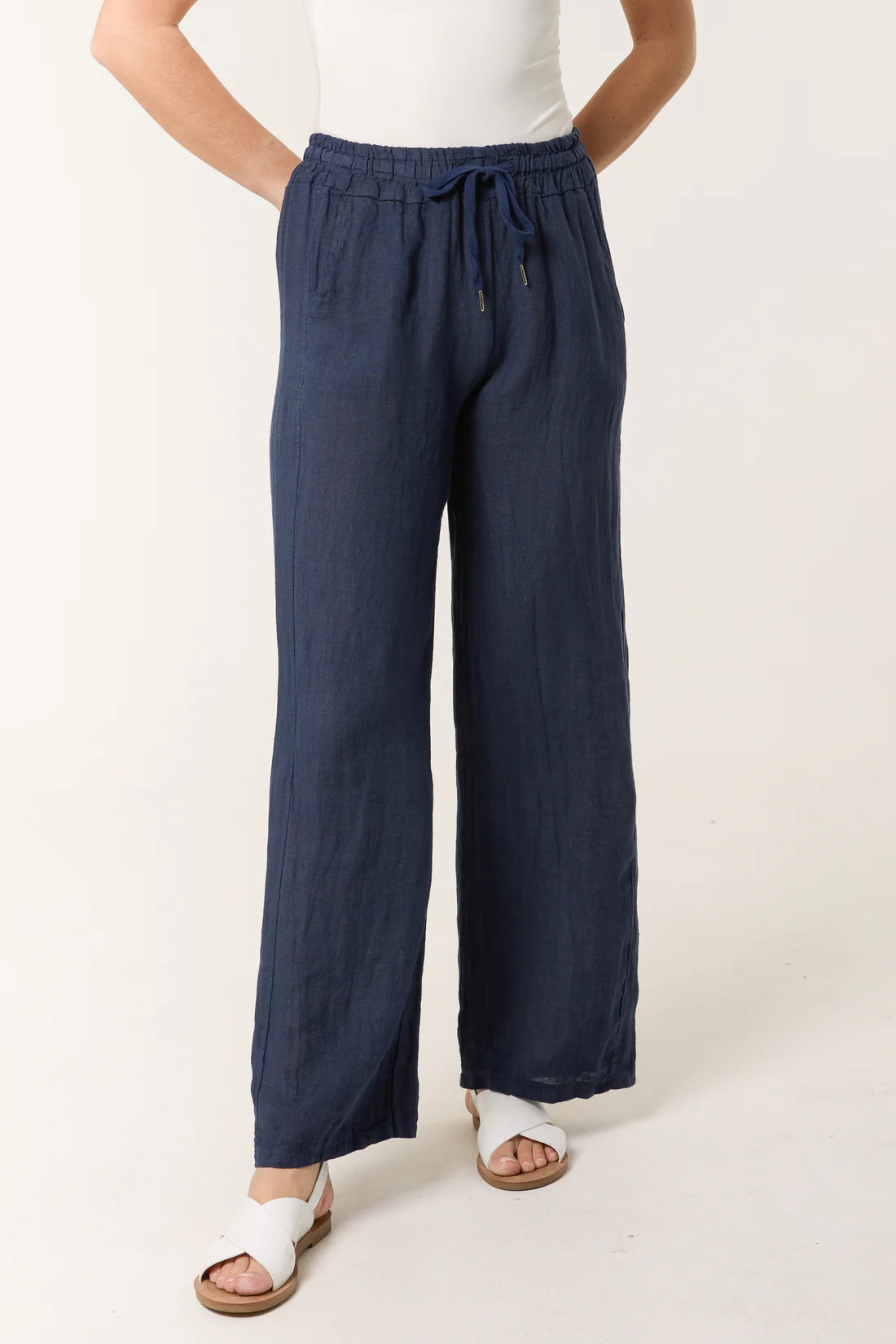 Easy Linen Pull On Trousers navy 
