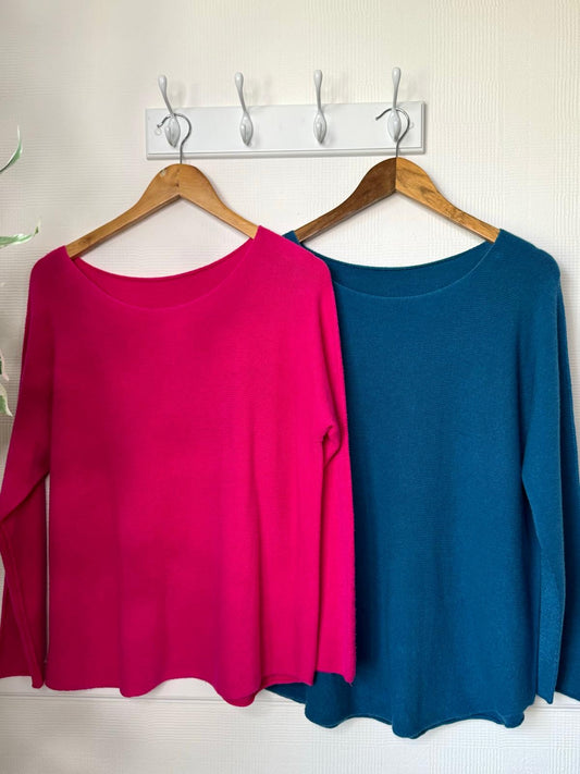 Tamarisk Core Collection Lightweight Jumper - Teal Khaki Or Cerise Pink