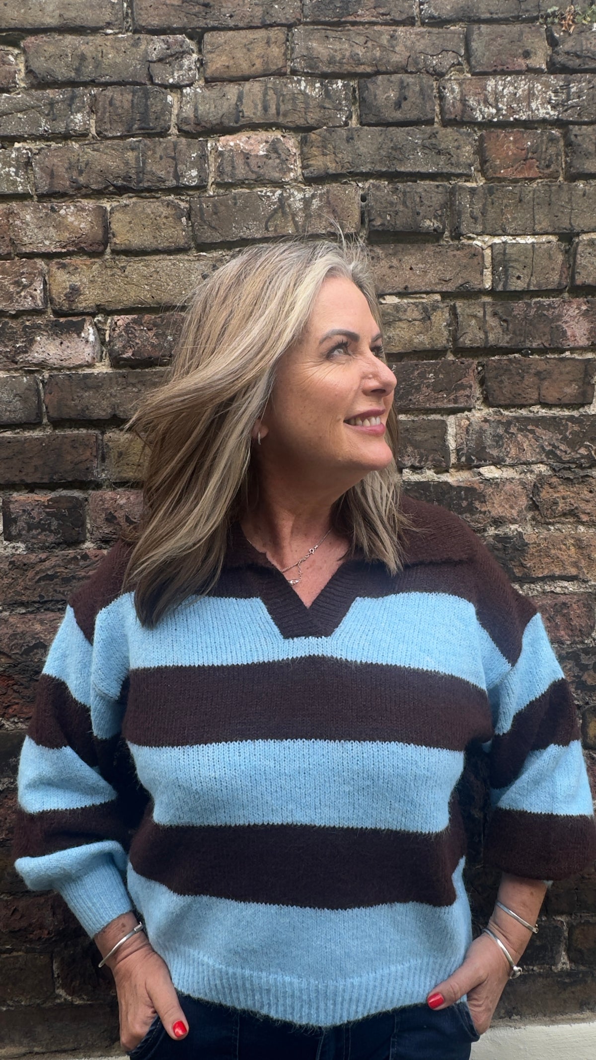 Faye Cosy Striped Collared Jumper