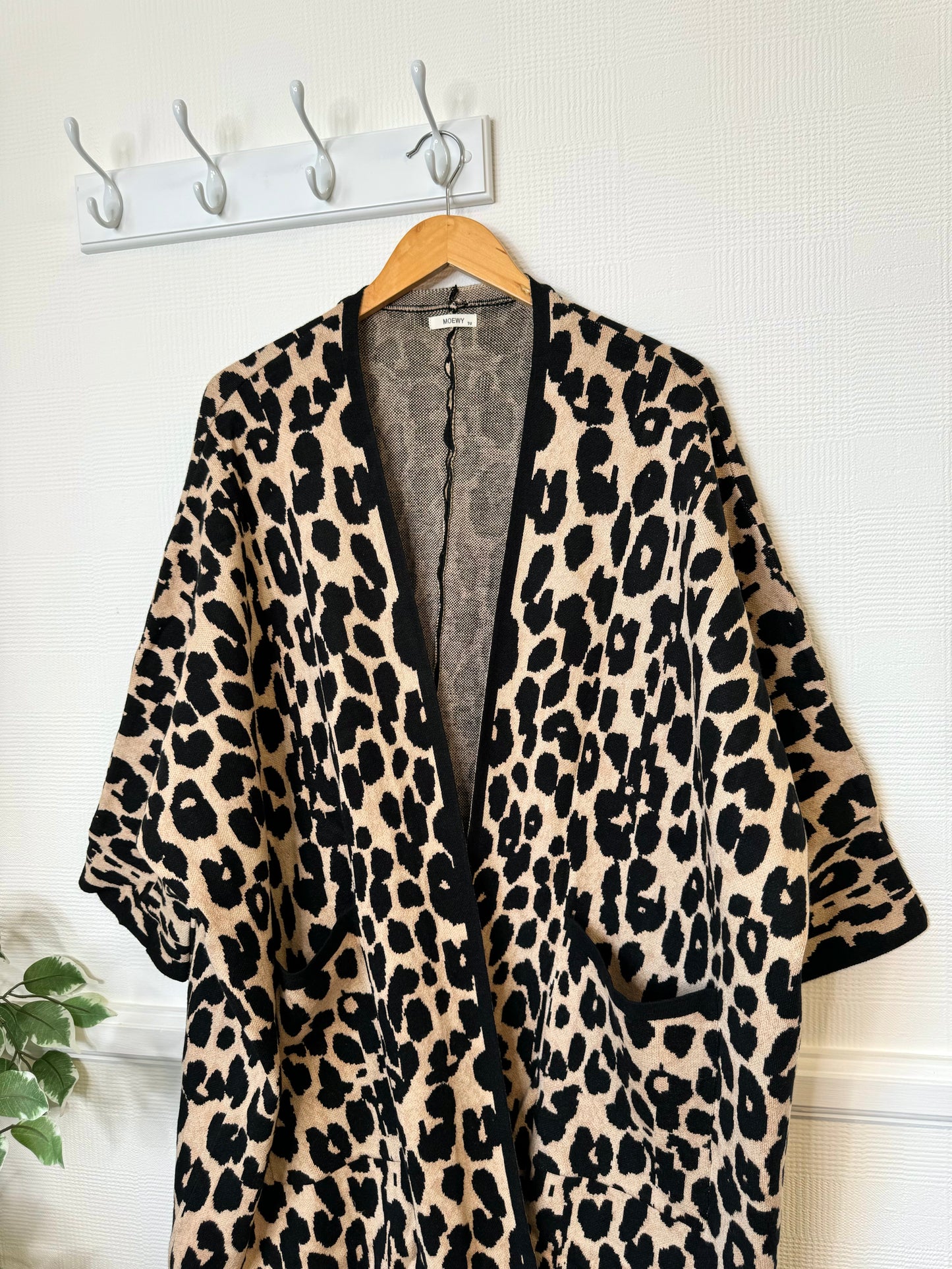 Maude Kimono Sleeve Leopard Print Long Cardigan/Coatigan