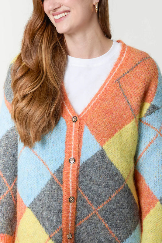 Georgie Orange & Blue Argyl Cardigan