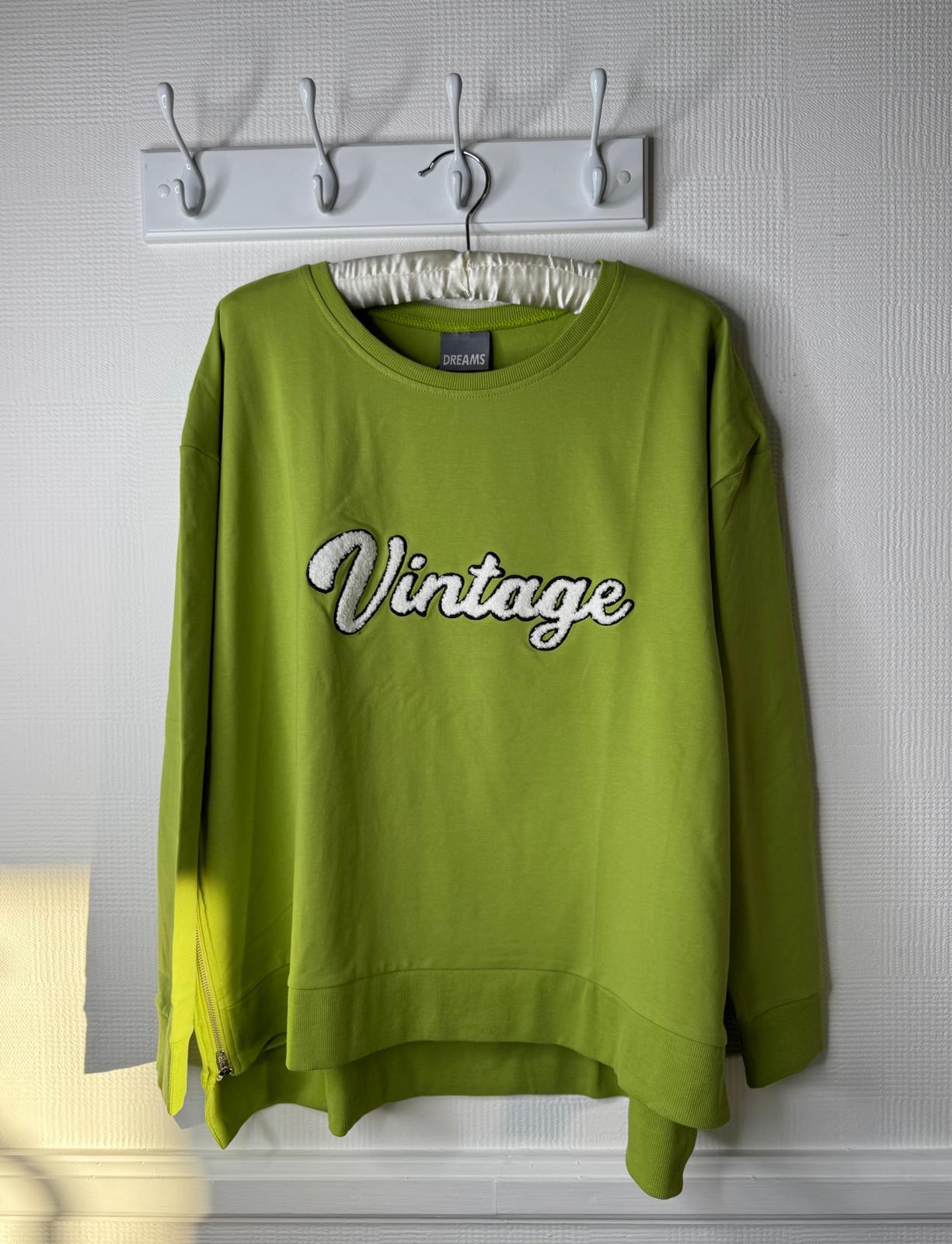 Vintage Embossed Varsity Style Slogan Sweatshirt With Side Zip Detail - 4 Colours