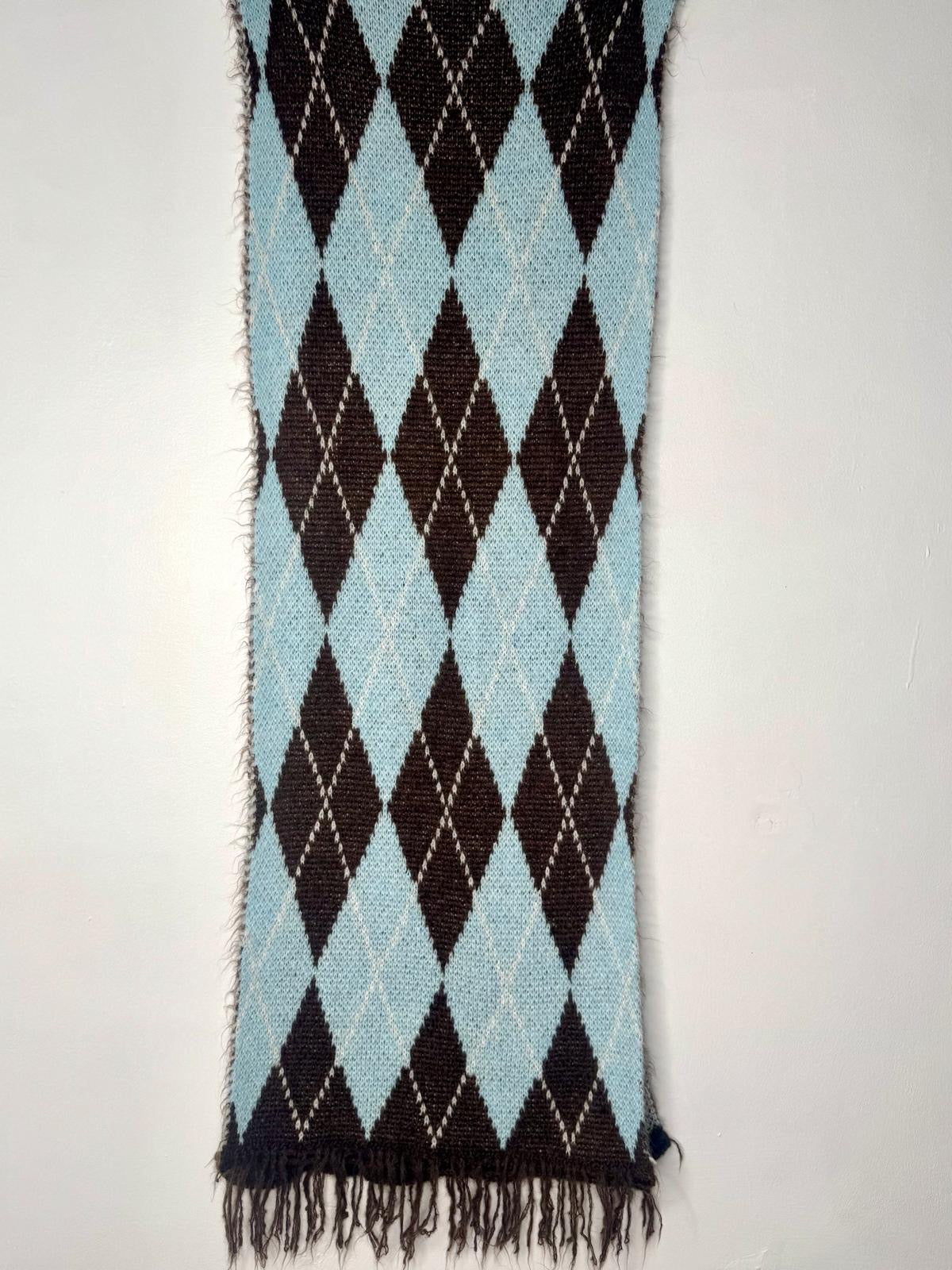Powder Blue & Chocolate Brown Argyl Scarf