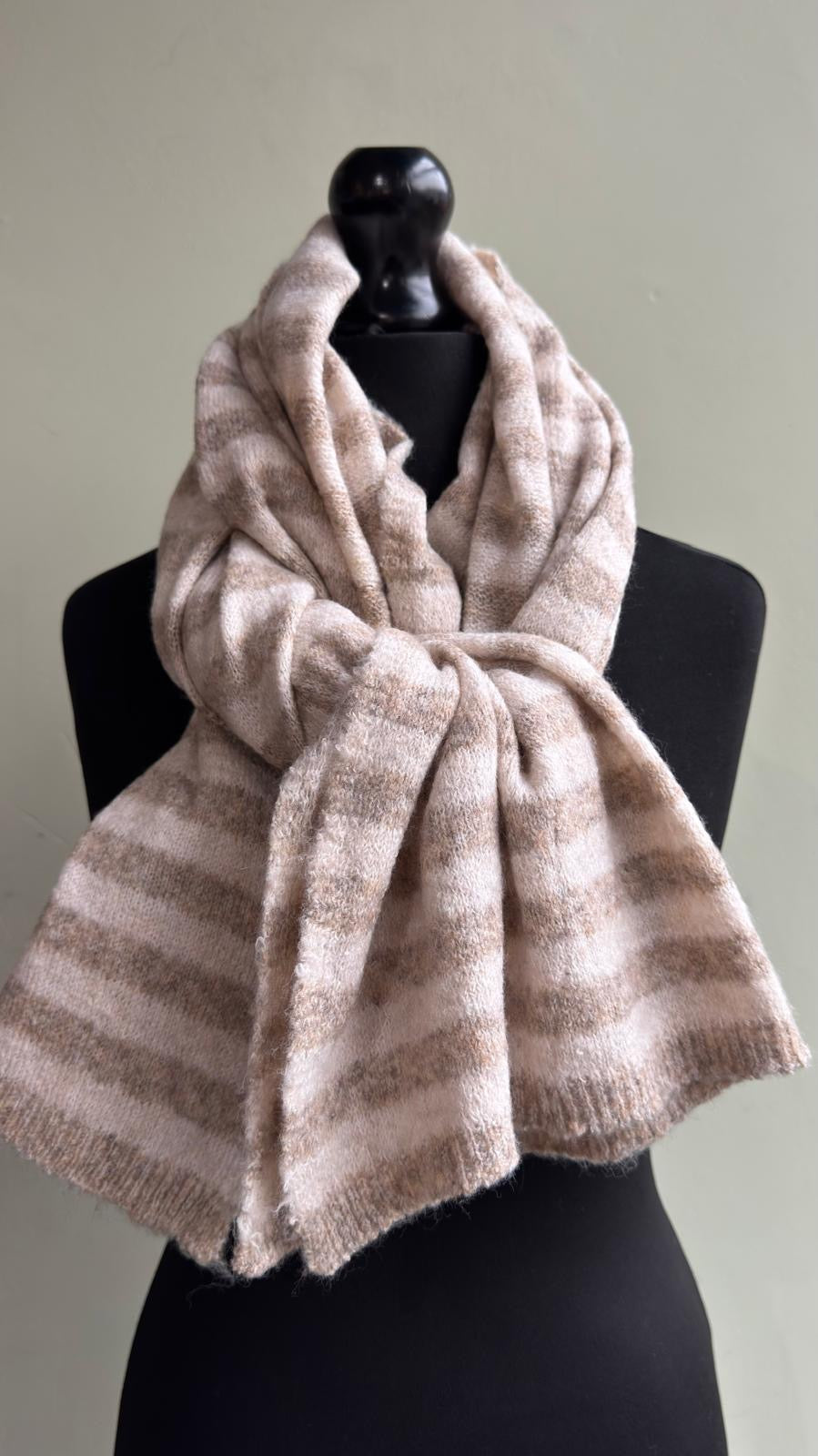 Cosy Striped Wool Blend Scarf