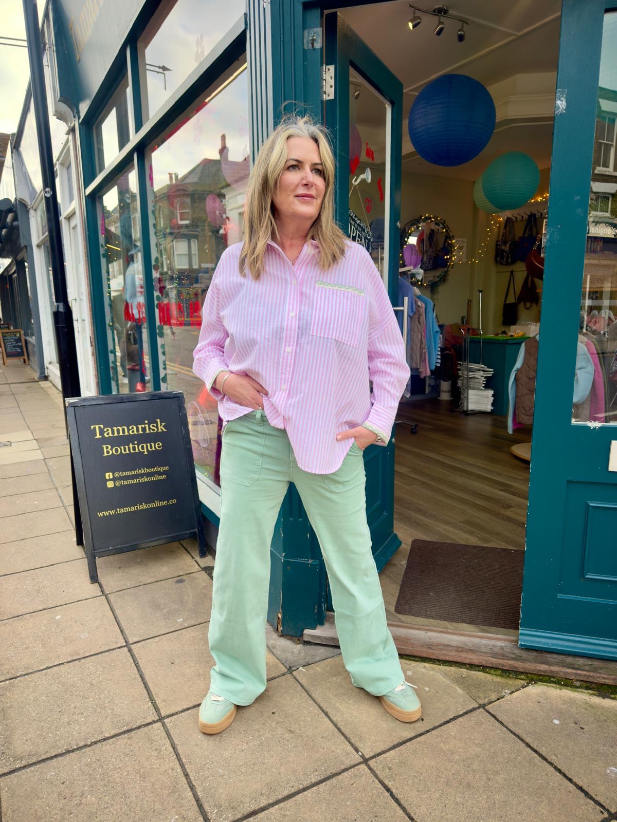 Toxik Wide Leg 70s Style Jeans sage green 