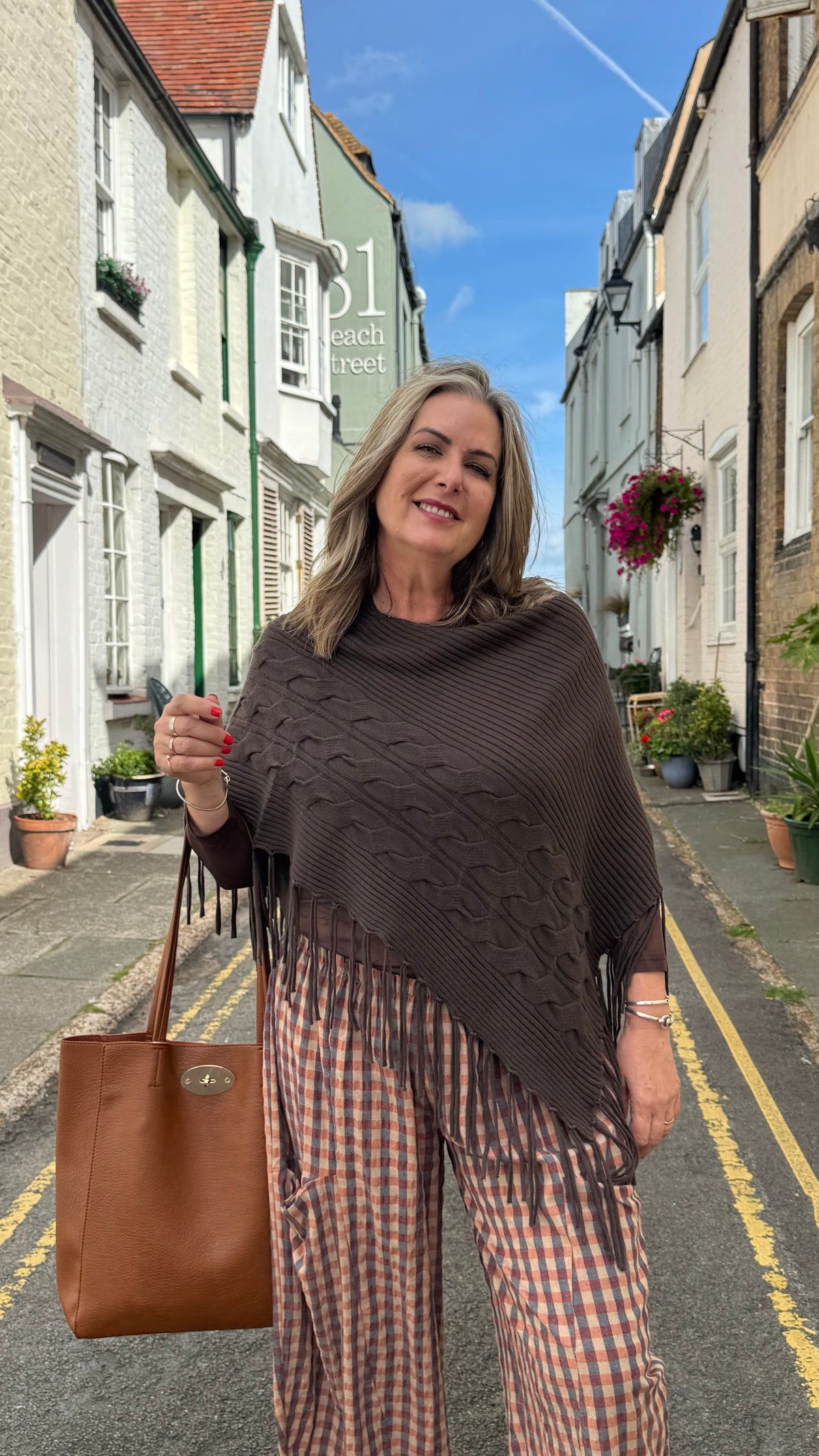 Greer Super Soft Cable Knit Fringed Poncho