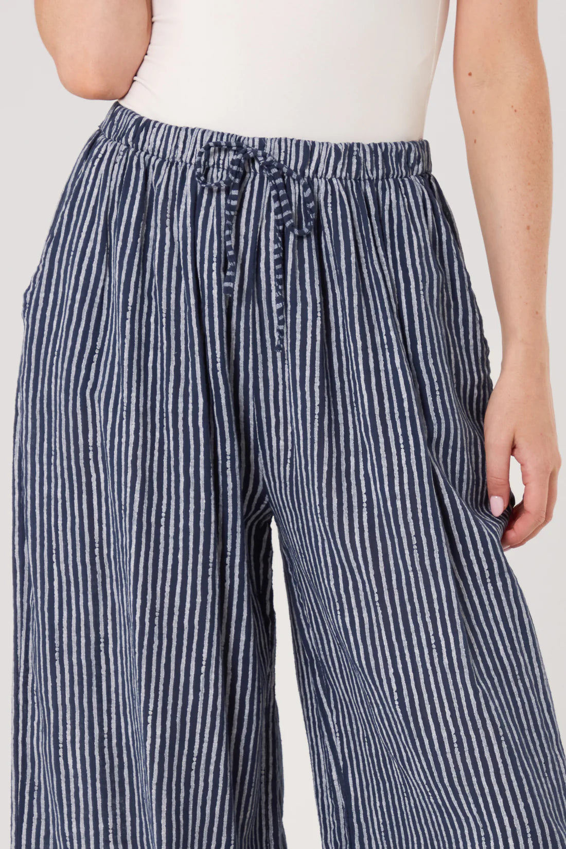 Simi Candy Stripe Cotton Wide Leg Trousers