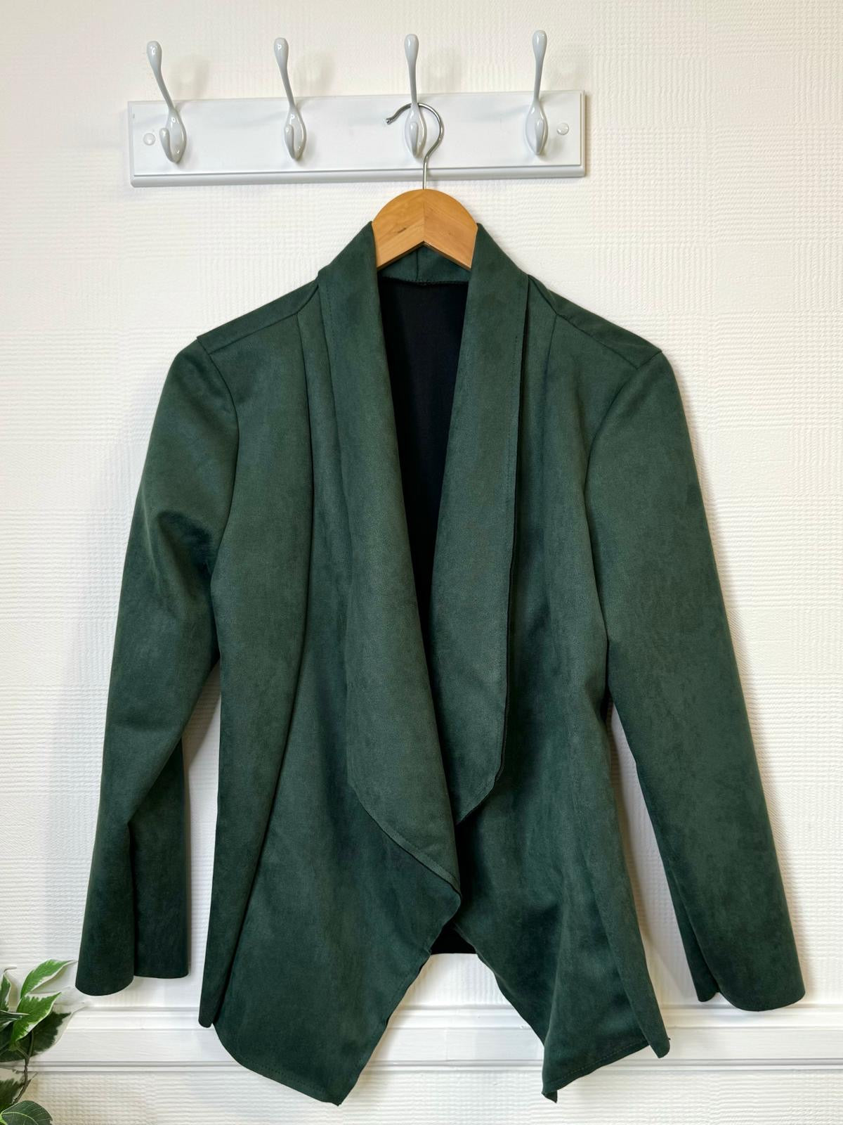 Sarah Faux Suede Shawl Collar Jacket - Navy, Forest Green Or Tan