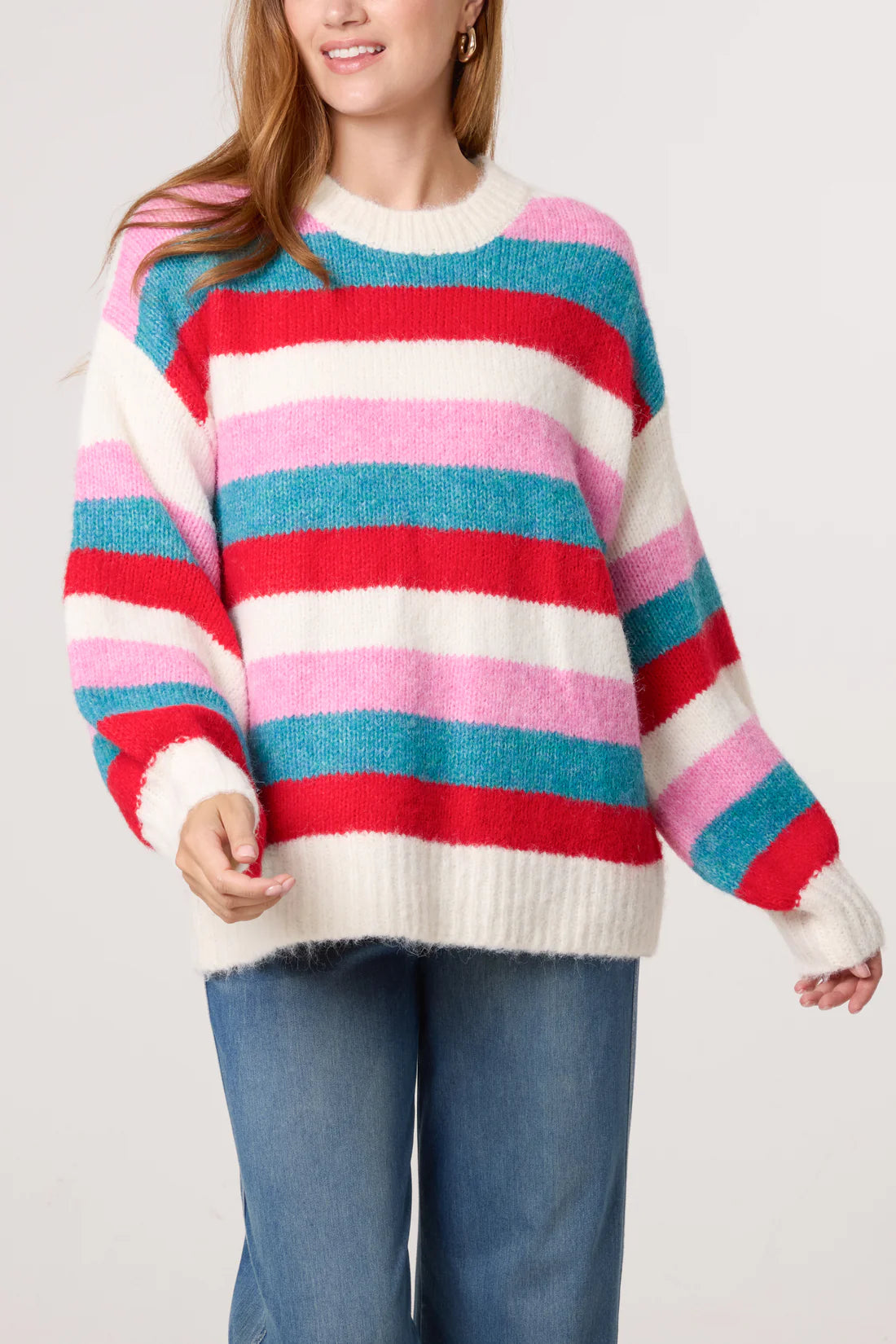 Rebecca Multi Stripe Fluffy Jumper