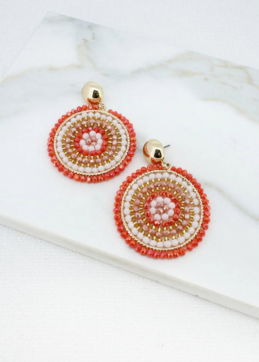 Envy Jewellery Coral Beaded Statement Earrings