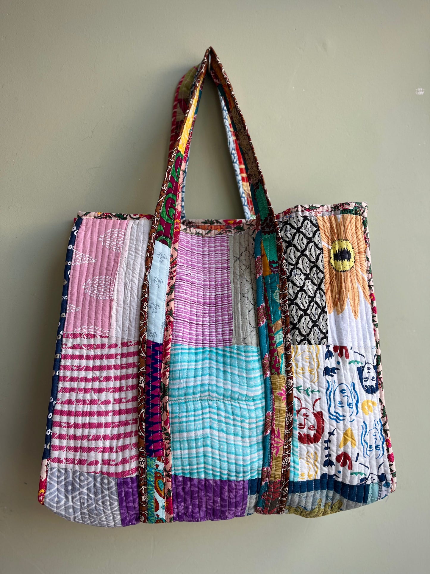 Patchwork Cotton Kantha Quilted Tote Bag