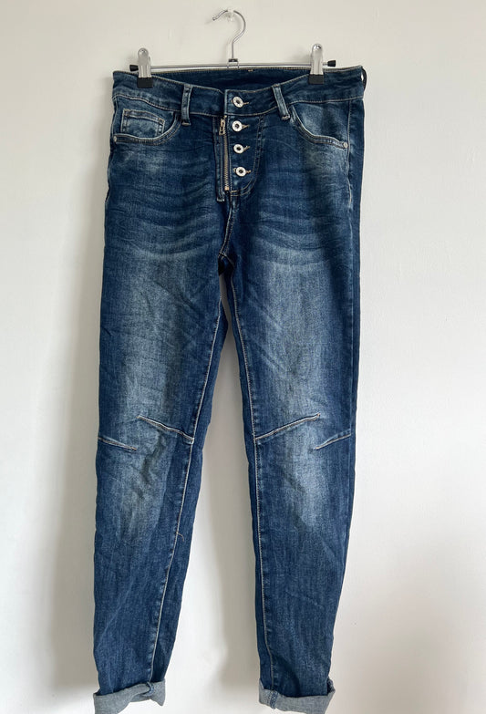Melly & Co Dark Wash Denim Button & Zip Fly Jeans