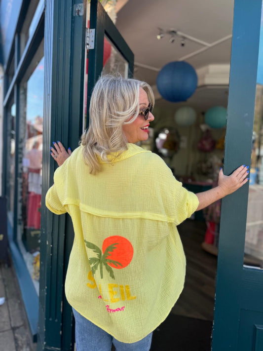 Georgia Cotton Cheesecloth Loose Shirt With Soleil Embroidery