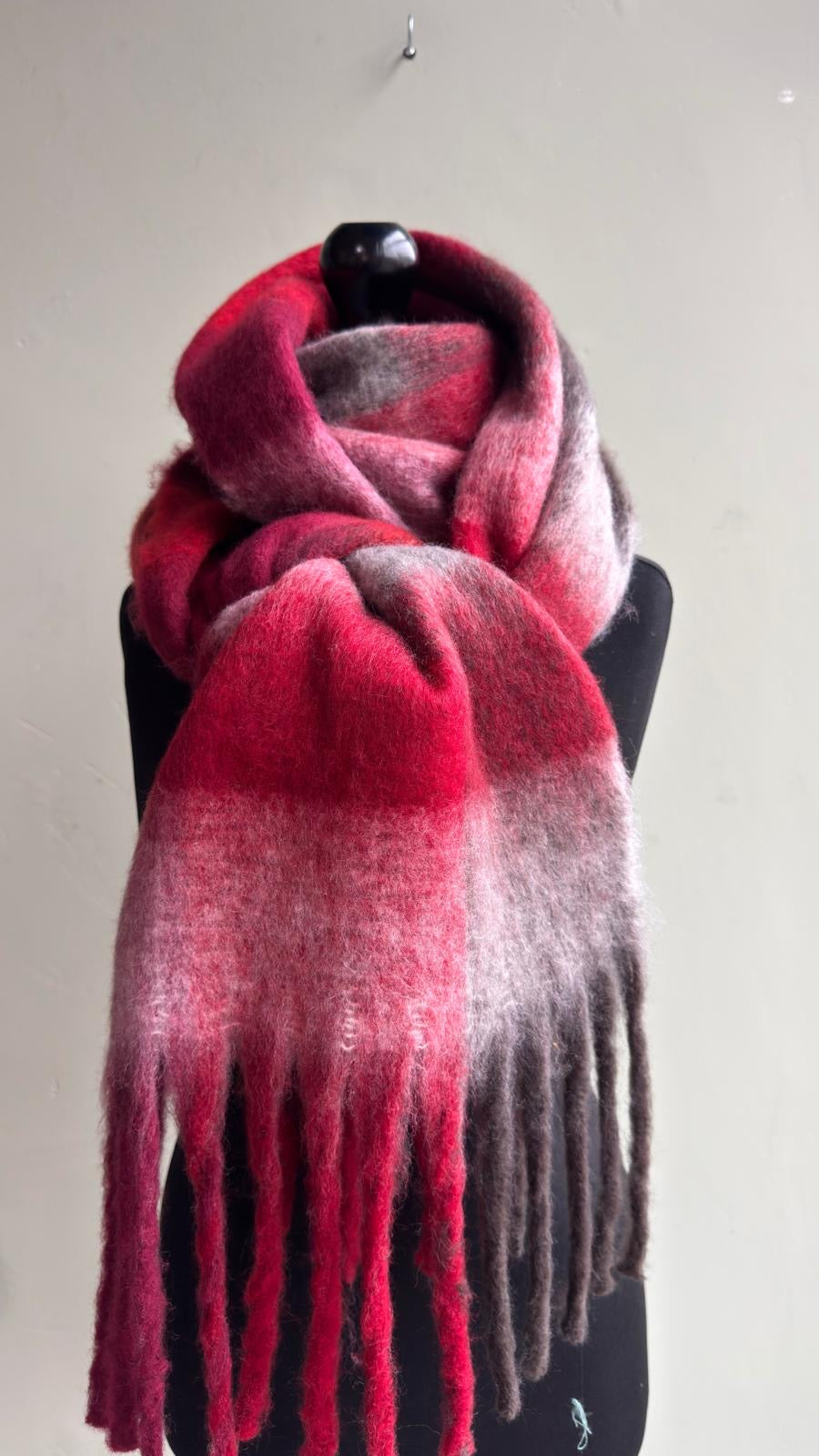 Winter Berries Checked Blanket Scarf