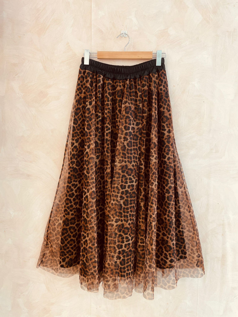 Sylvie Leopard Print Tulle Petticoat Skirt