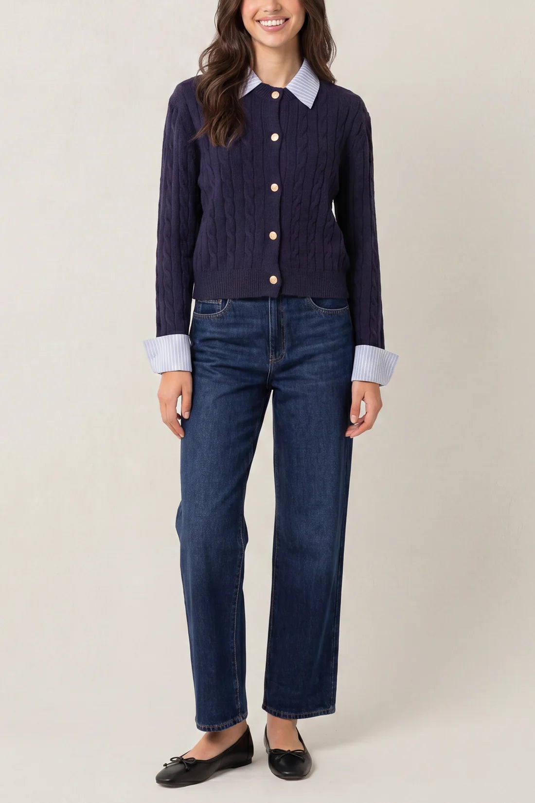 Nola Collared Cable Cardigan