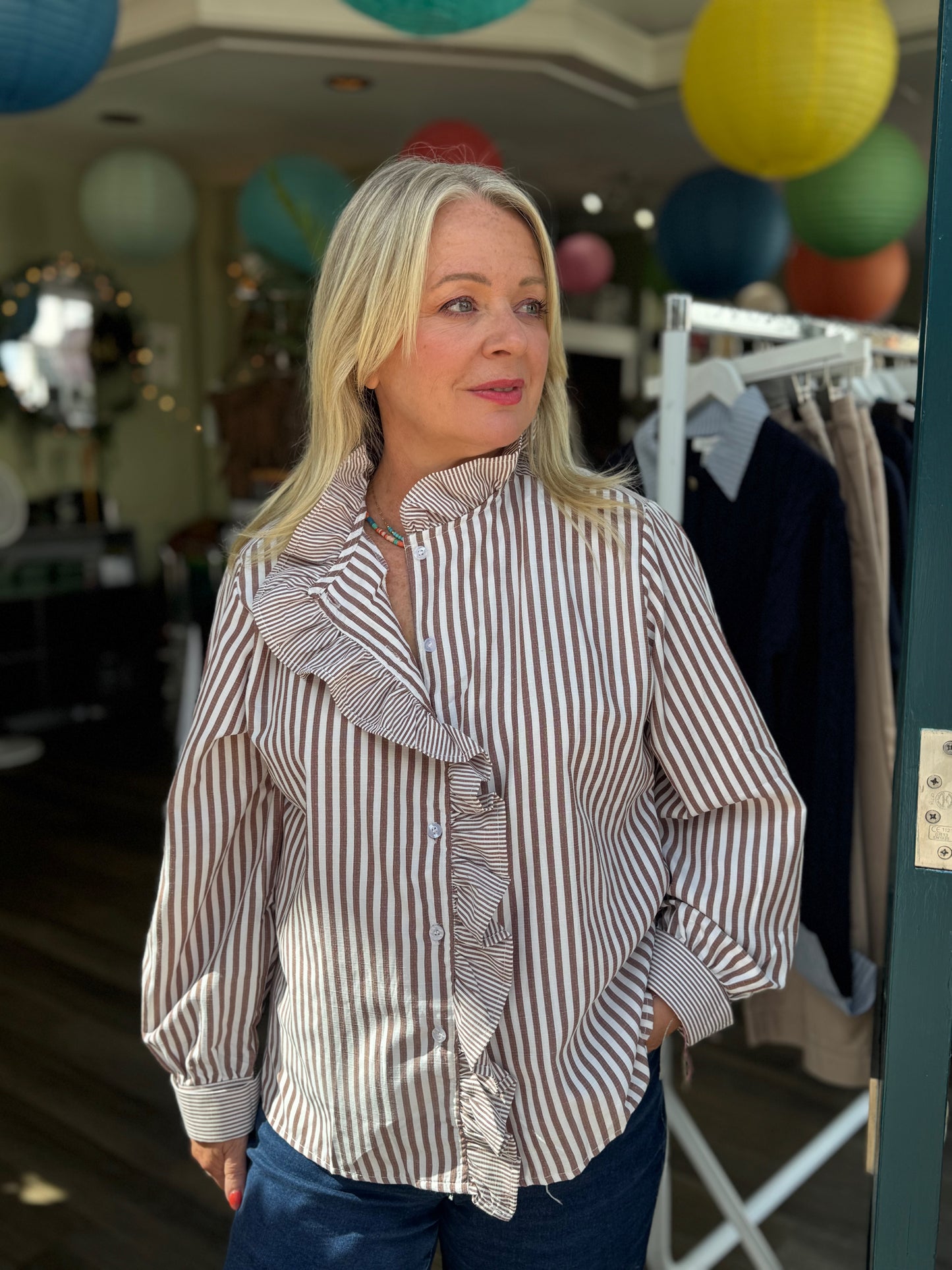 Francine Ruffle Stripe Shirt