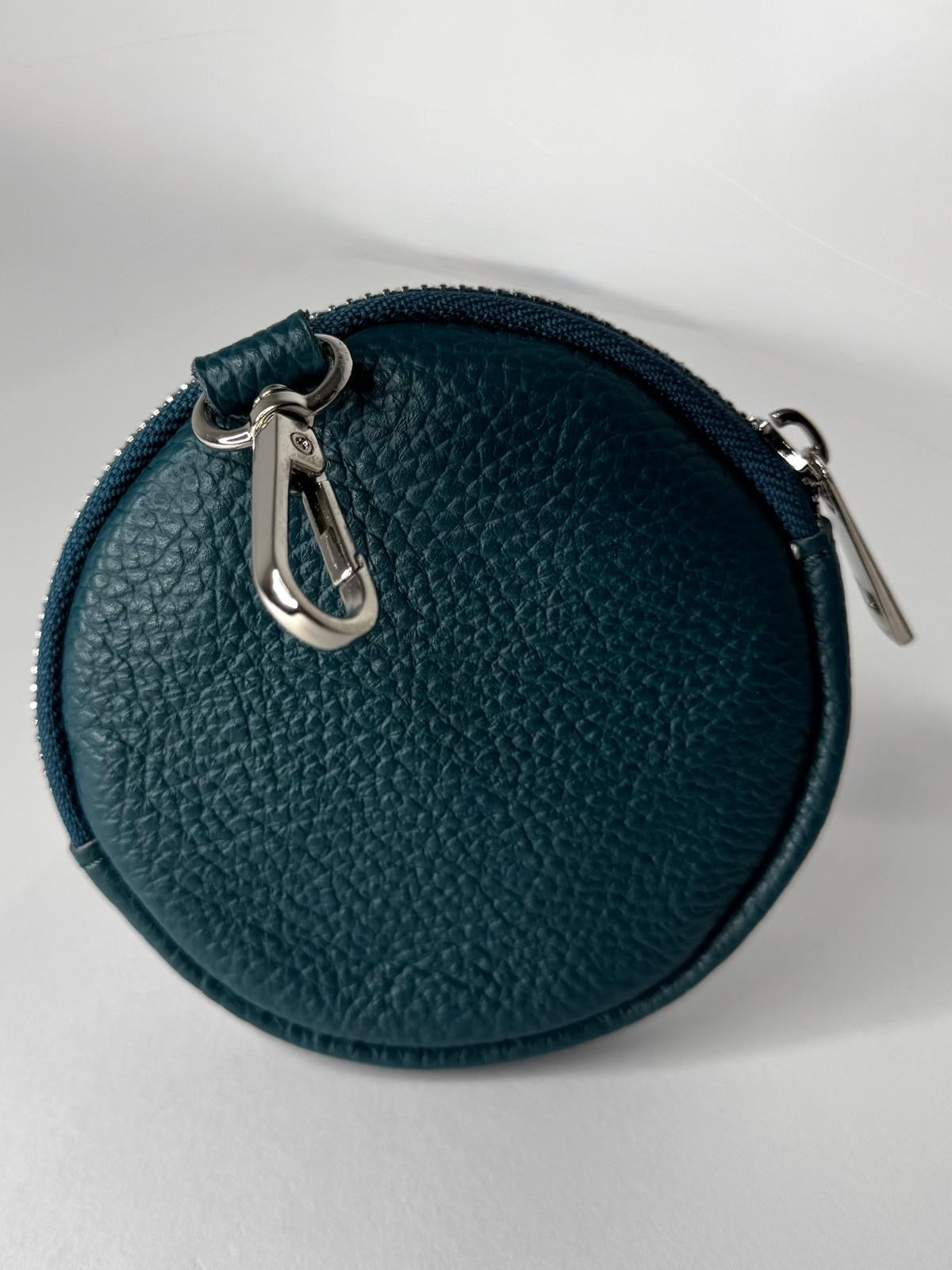 Small Circular Pebble Leather Purse - Tan, Khaki, Teal, Burgundy