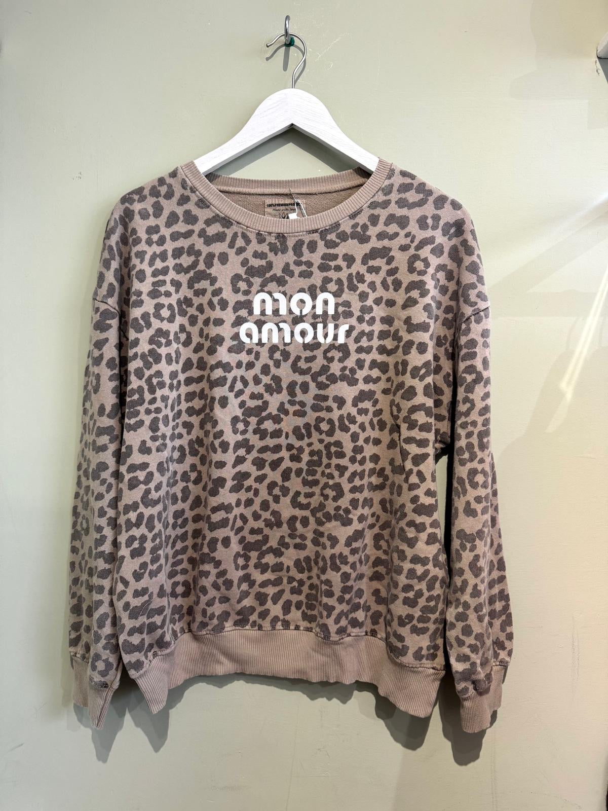 Mon Amour Faded Leopard Print Sweatshirt