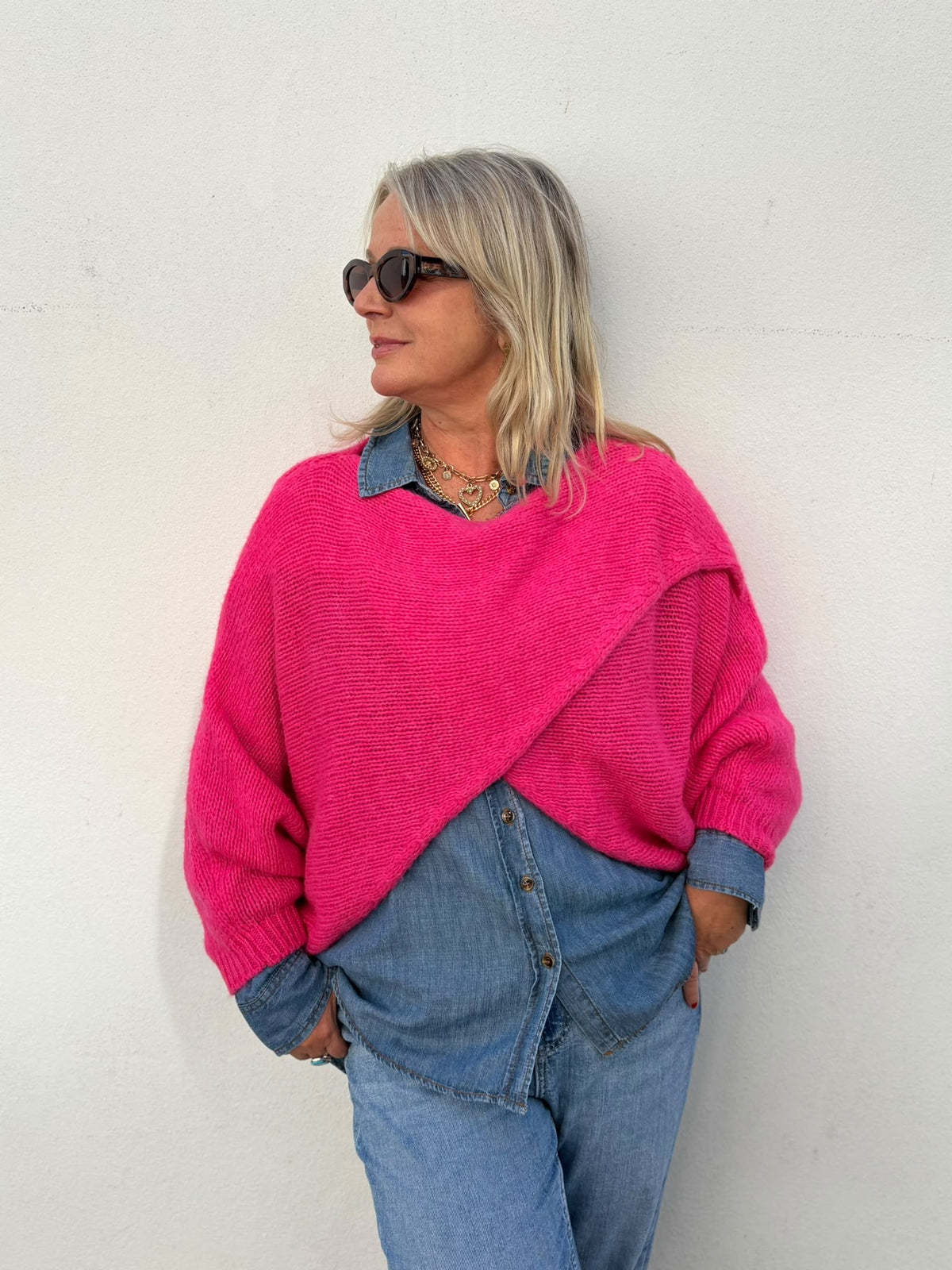 Rosie Soft Drape Crossover Jumper - Shorter Style