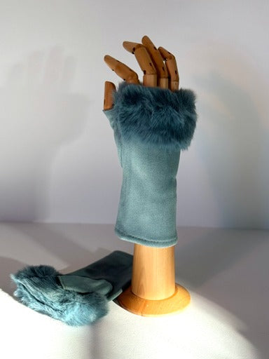 Faux Fur & Suedette Fingerless Gloves 