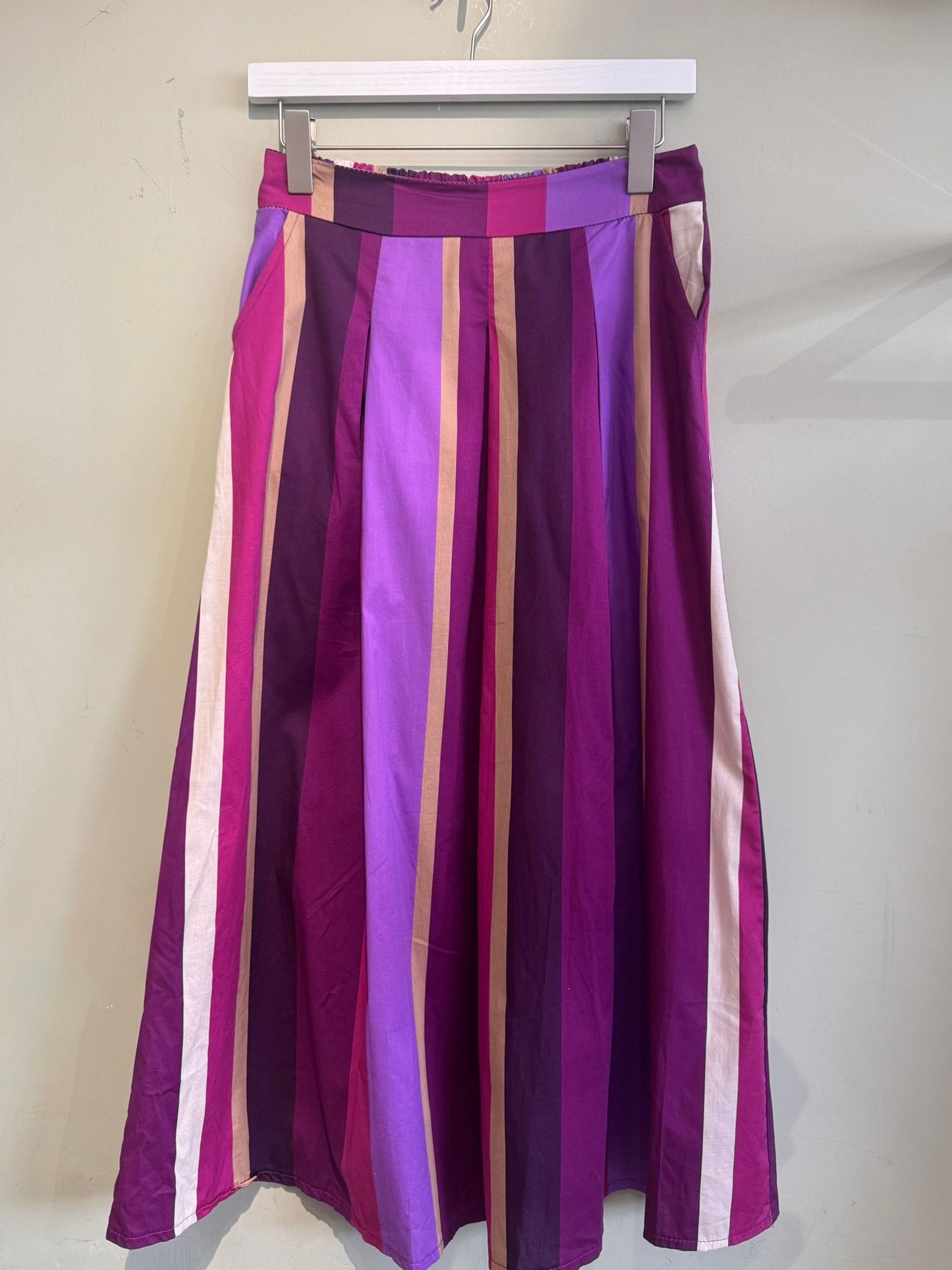 Sally Cotton Maxi Skirt - Purple Stripes