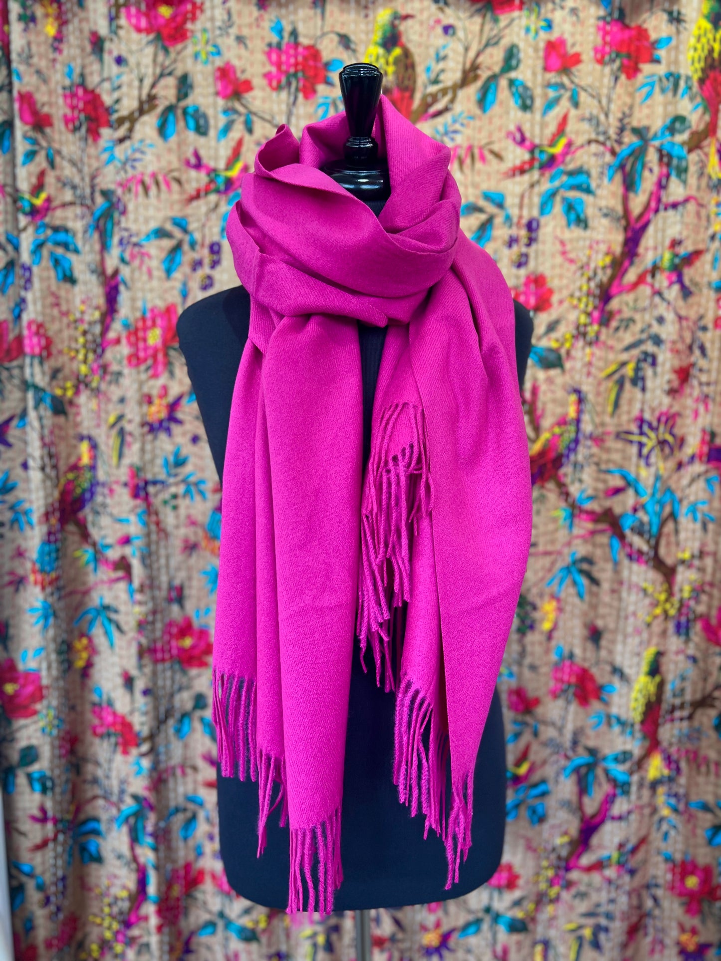 Soft Wool Mix Large Pashmina - Vibrant Fuchsia Pink