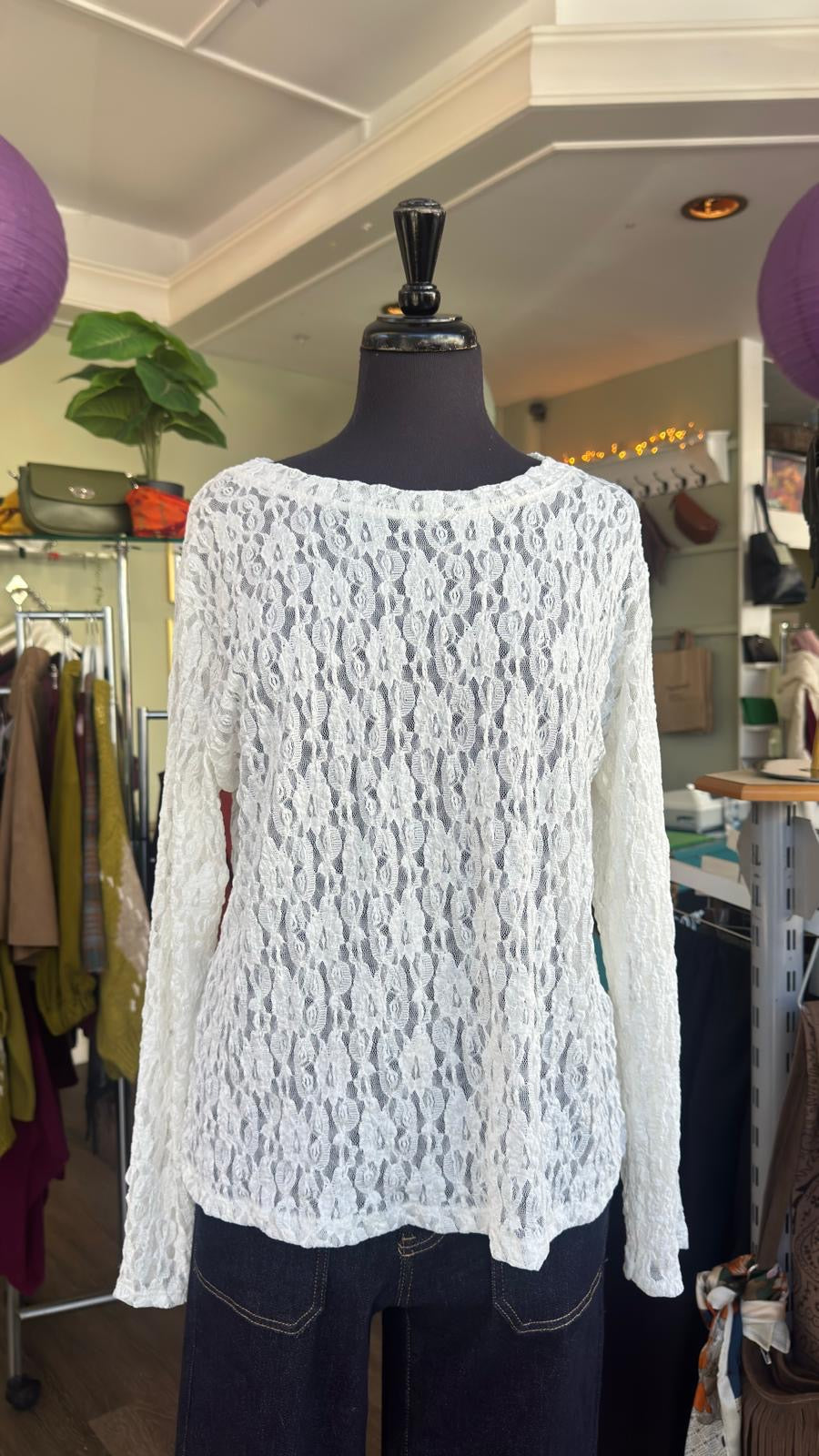 Abbi Stretch Lace Long Sleeved Layering Top