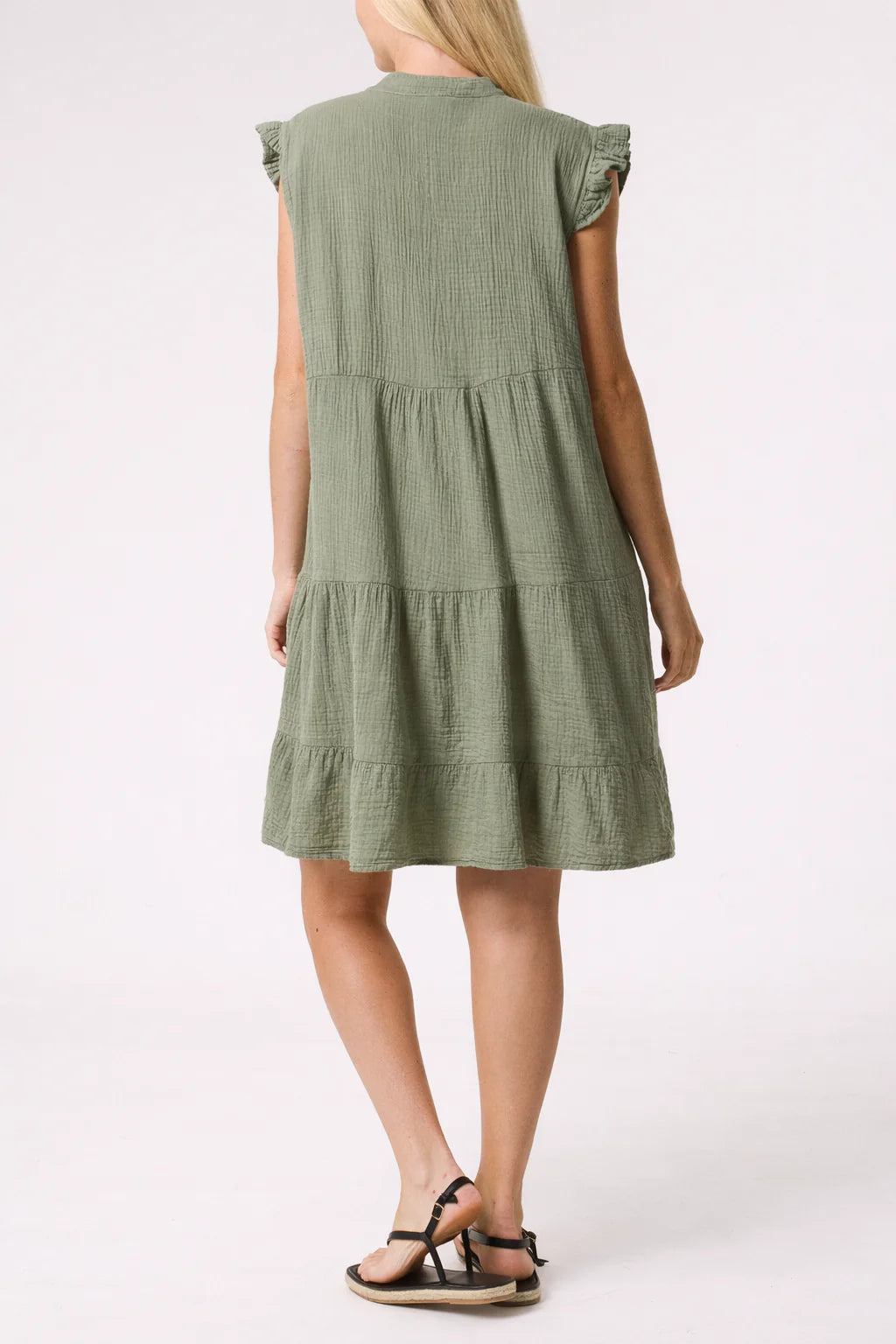 Steph Cotton Cheesecloth Loose Short Tiered Dress
