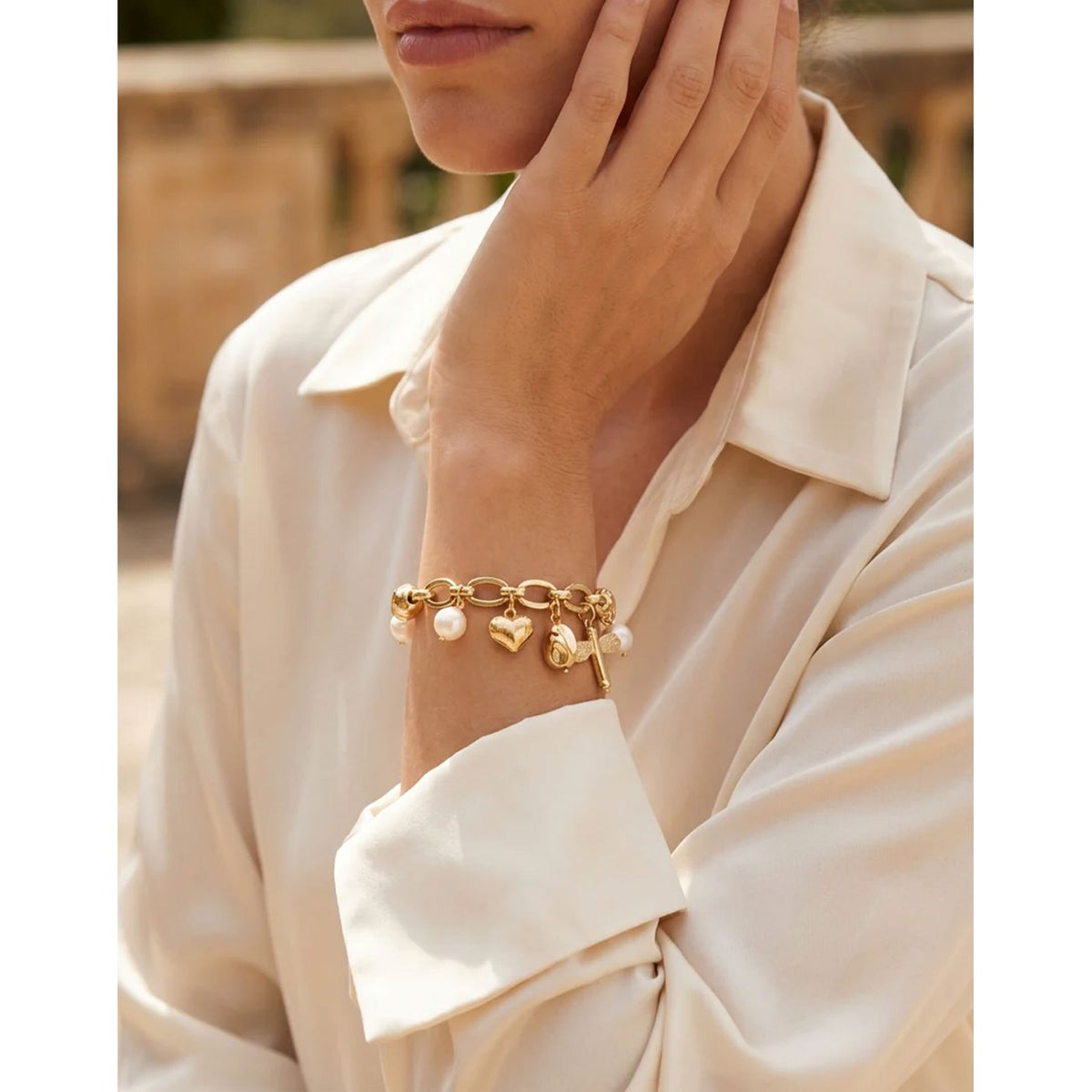 Envy Jewellery Pearl & Charm Bracelet
