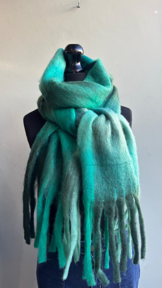 Forest Green Checked Blanket Scarf
