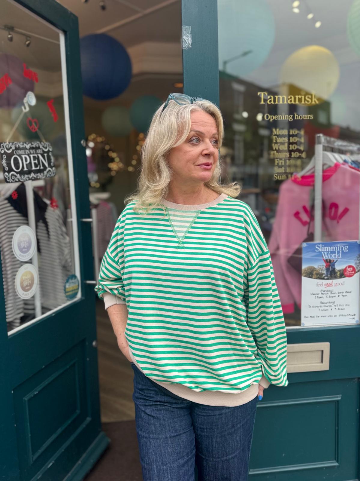 Sophie Lightweight Cotton Striped Sweatshirt- 3 Colours