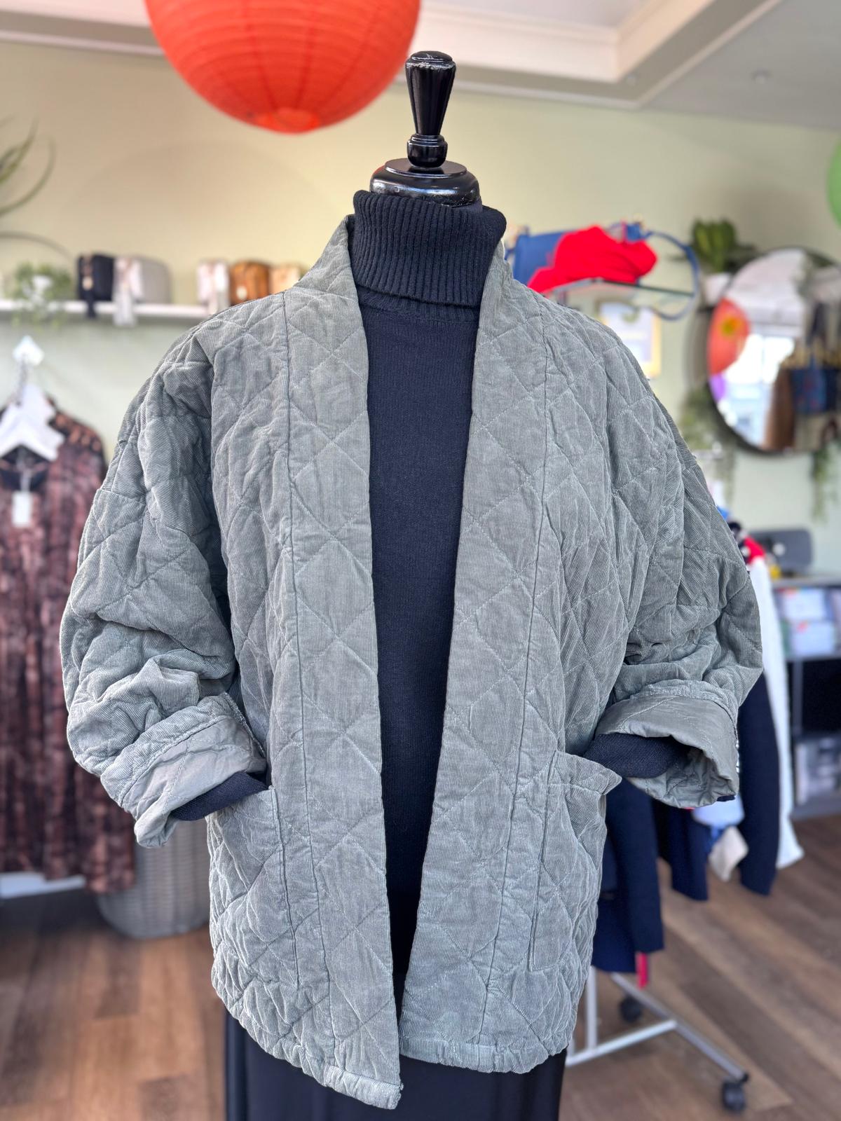 Celia Short Quilted Needlecord Kimono Jacket - 5 Colours