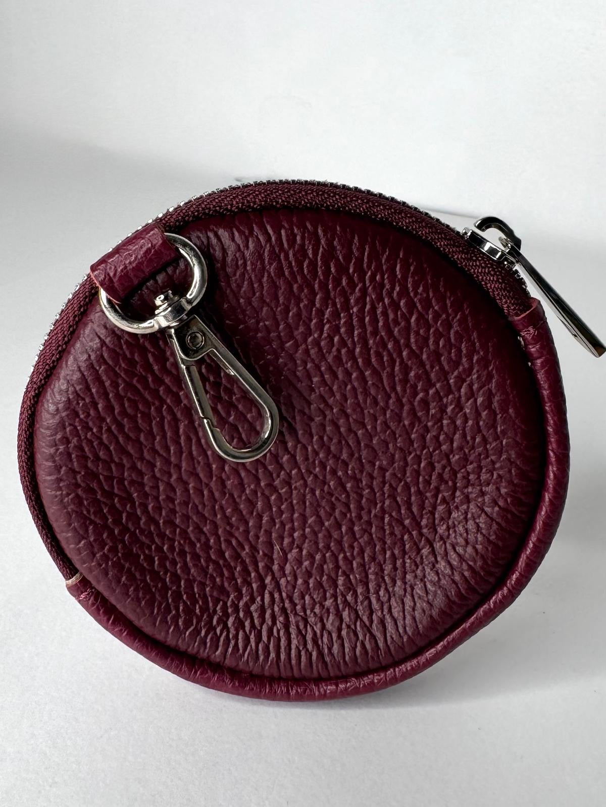 Small Circular Pebble Leather Purse - Tan, Khaki, Teal, Burgundy
