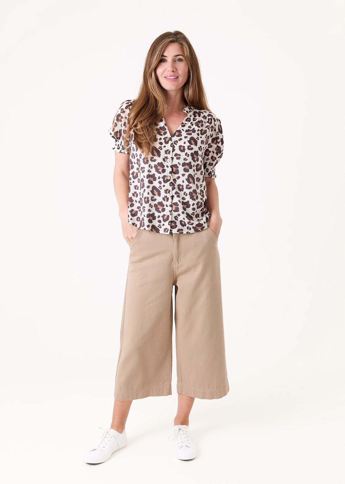 Claire Cropped Wide Leg Camel Jeans