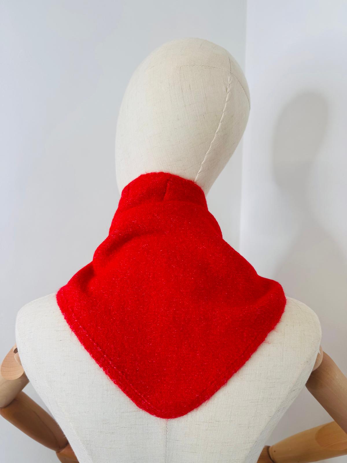 Red Wool Blend Triangle Scarf