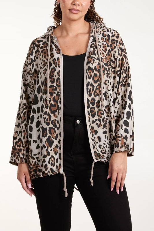 Marcia Lightweight Leopard Print Hooded Jacket