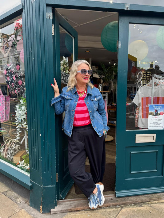 Katie Scuba Fabric Cocoon Pants - Navy Or Black